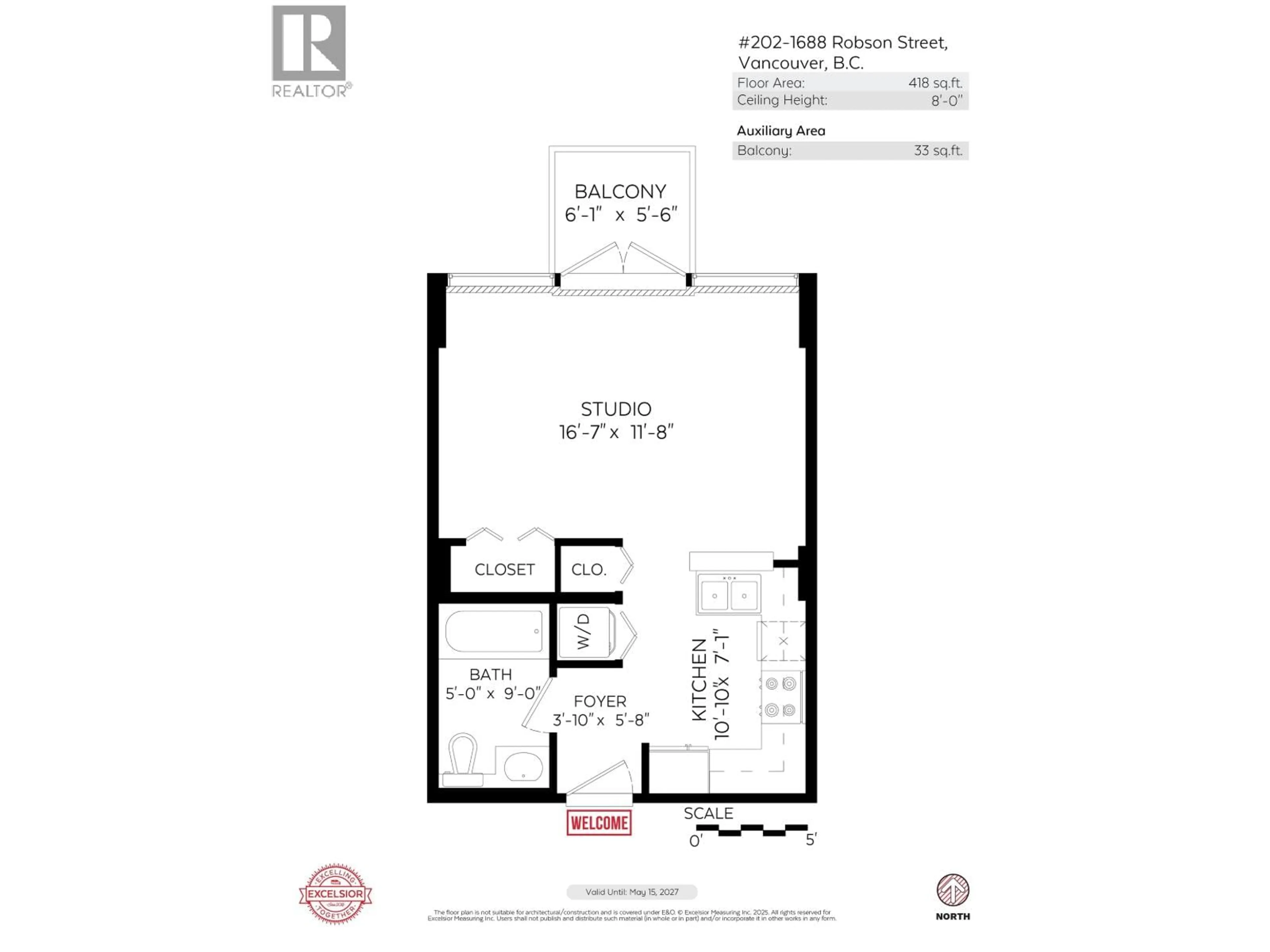 Floor plan for 202 - 1688 ROBSON STREET, Vancouver British Columbia V6G1C7