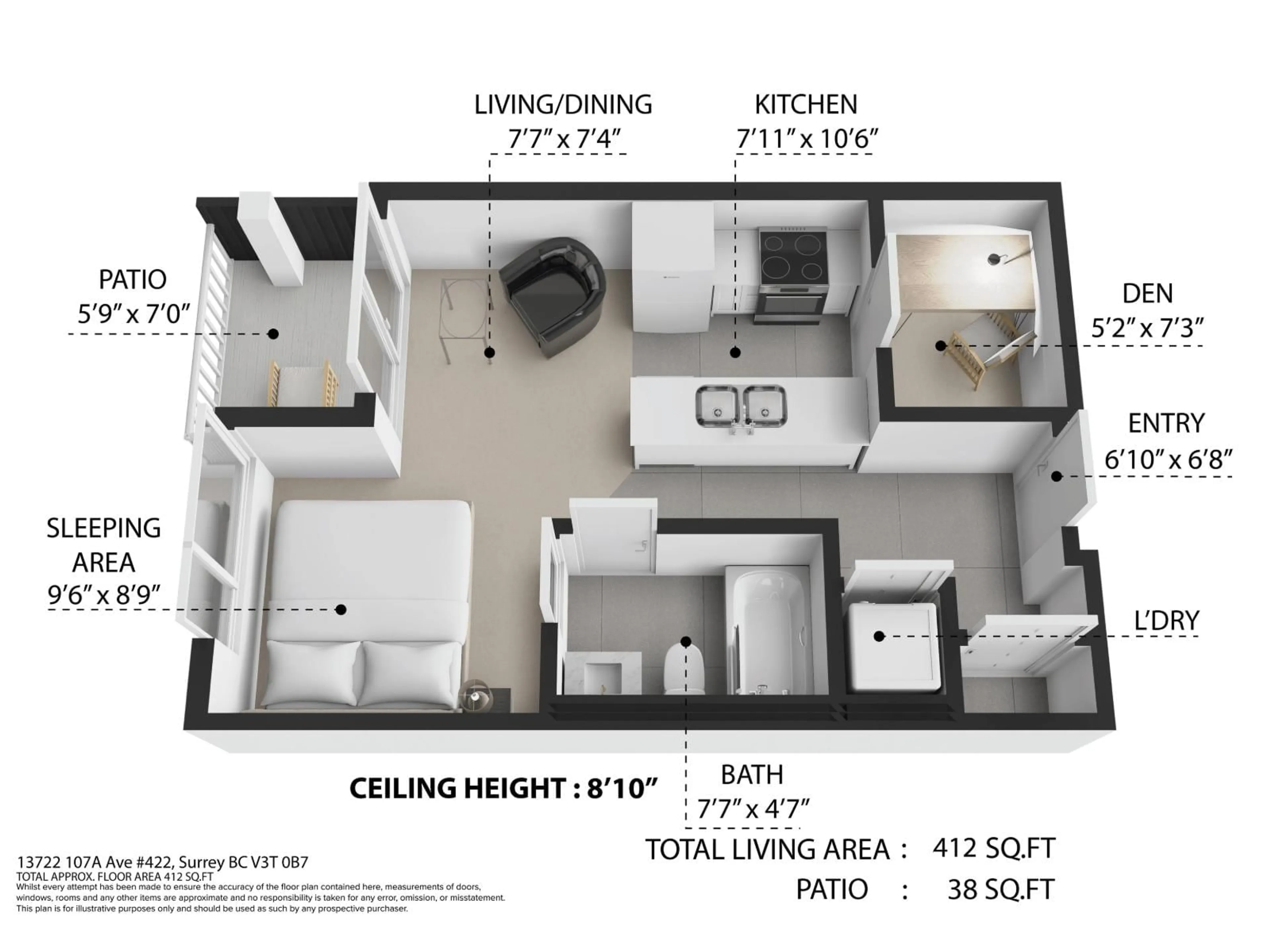 Floor plan for 422 - 13733 107A AVENUE, Surrey British Columbia V3T0B7