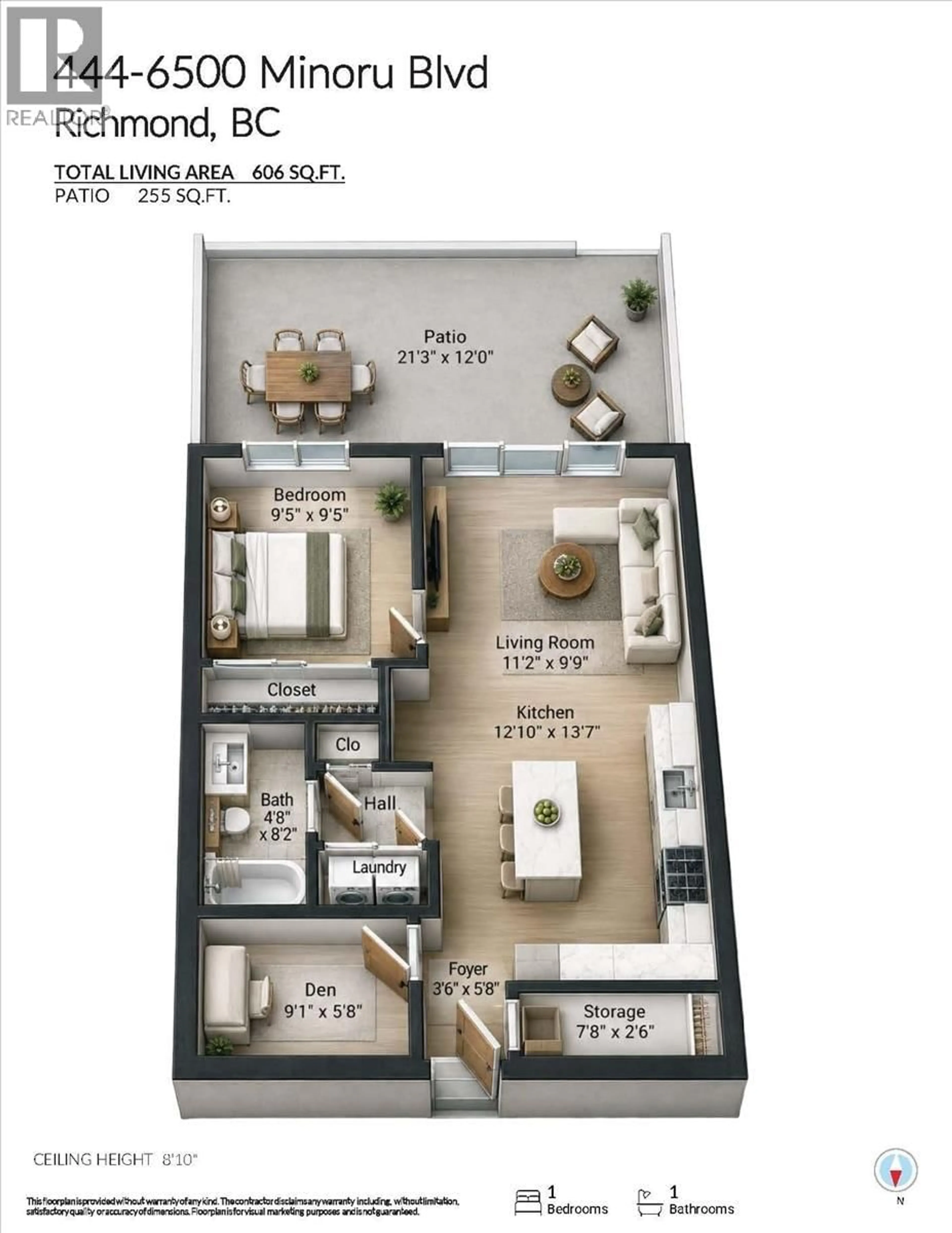 Floor plan for 444 - 6500 MINORU BOULEVARD, Richmond British Columbia V6Y0N2