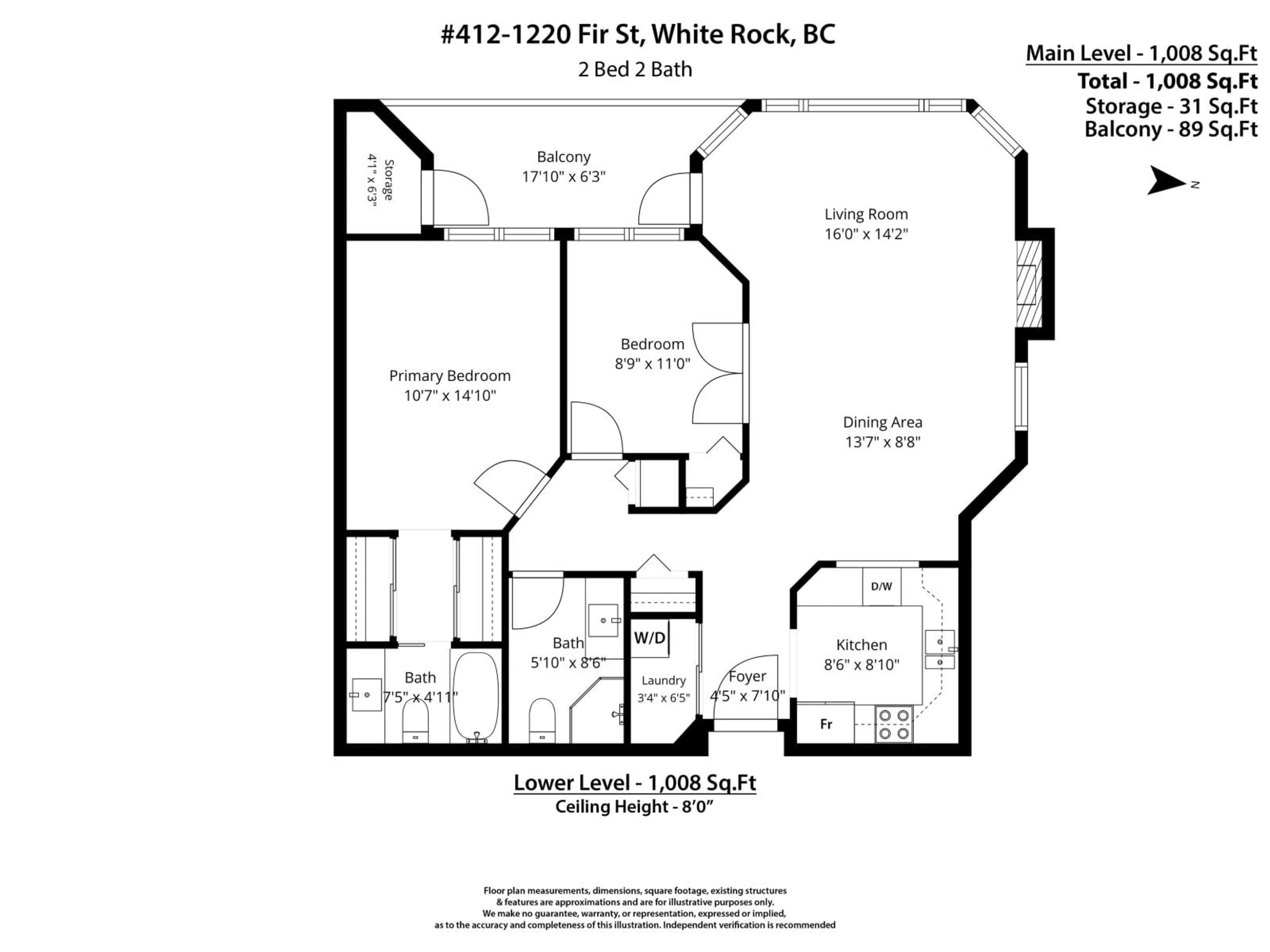 Floor plan for 412 - 1220 FIR STREET, White Rock British Columbia V4B4B1
