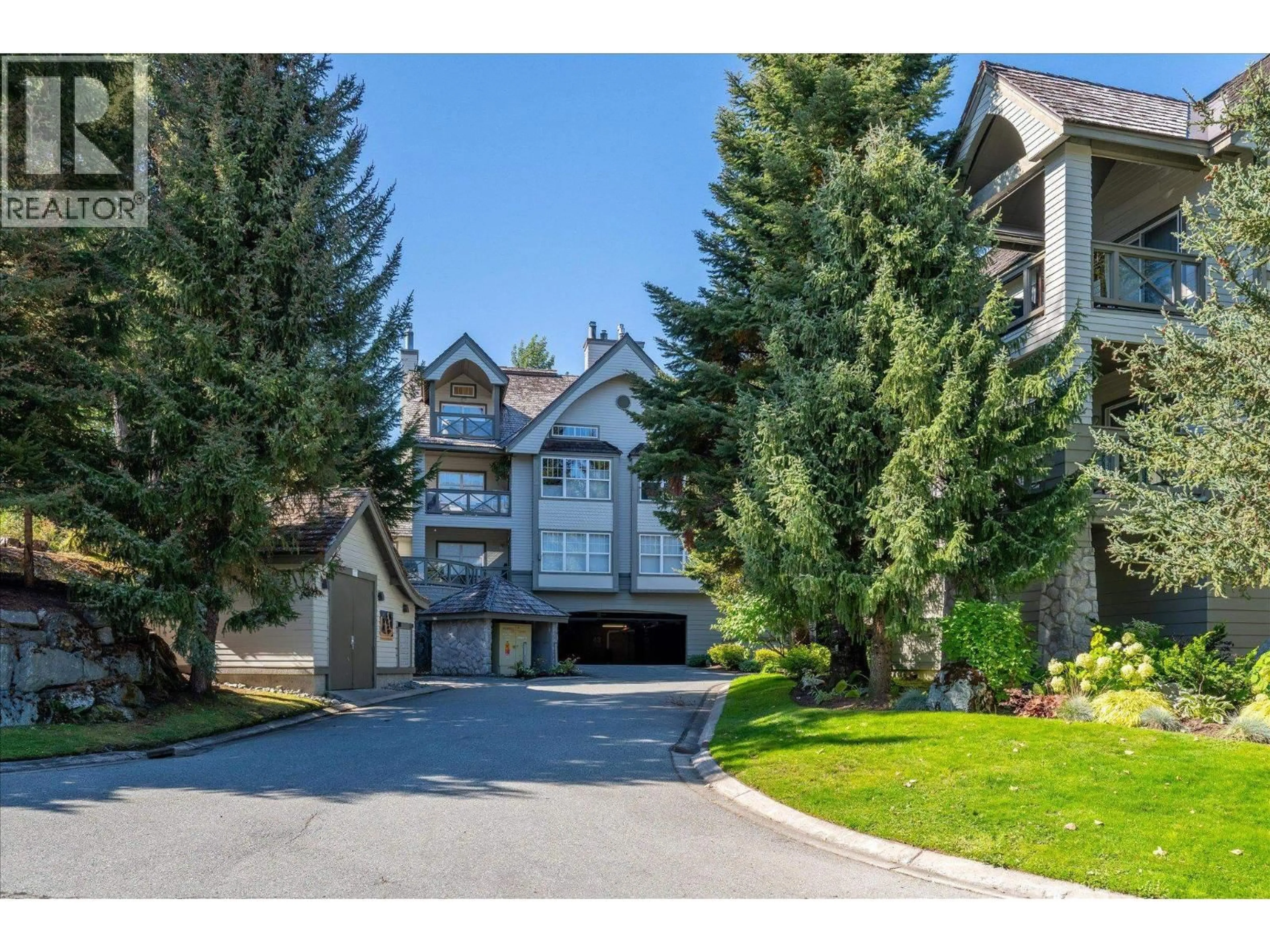A pic from outside/outdoor area/front of a property/back of a property/a pic from drone, mountain view for 103 - 3300 PTARMIGAN PLACE, Whistler British Columbia V8E0V5