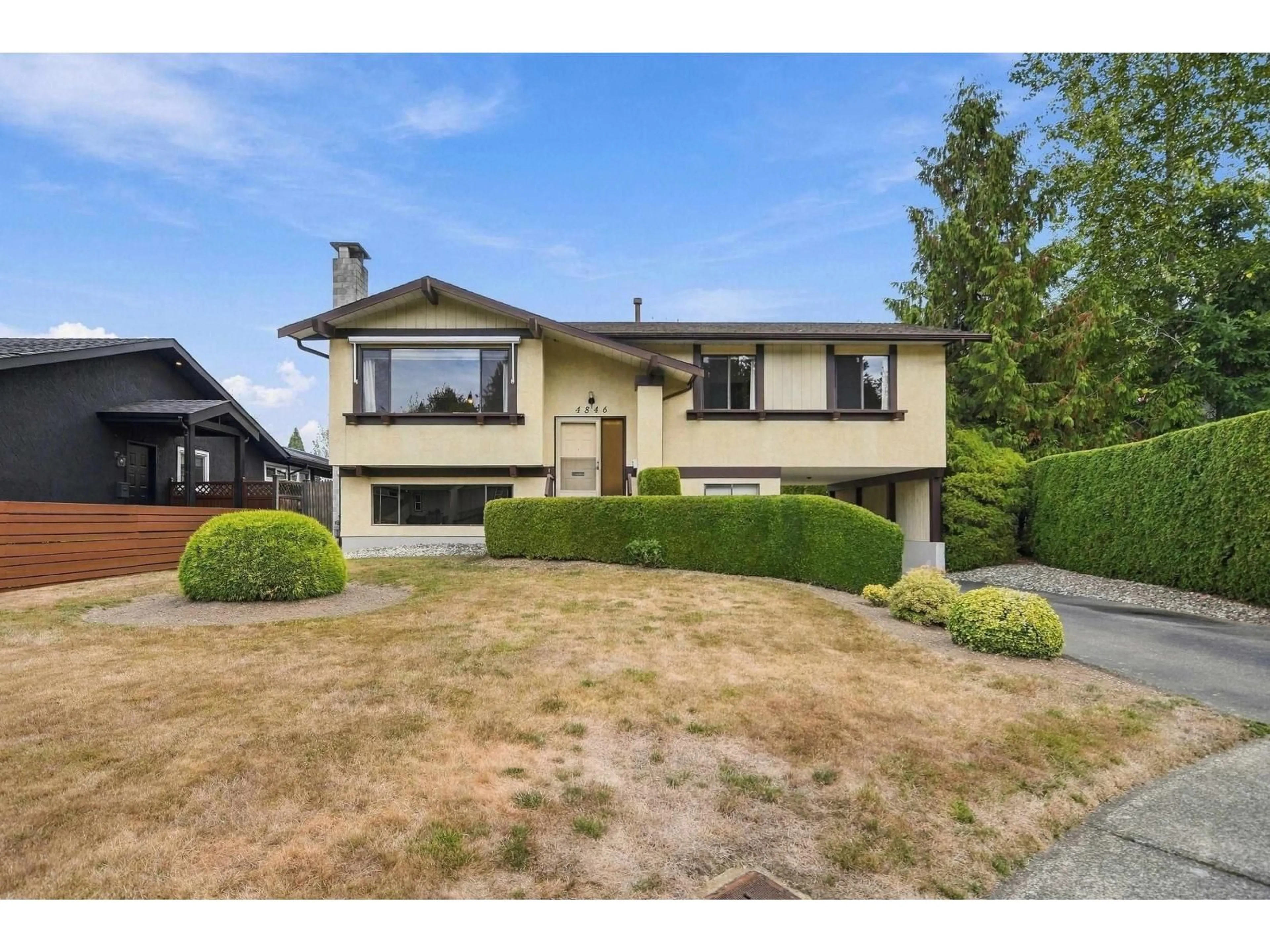 Home with vinyl exterior material, street for 4846 207A STREET, Langley British Columbia V3A6V9