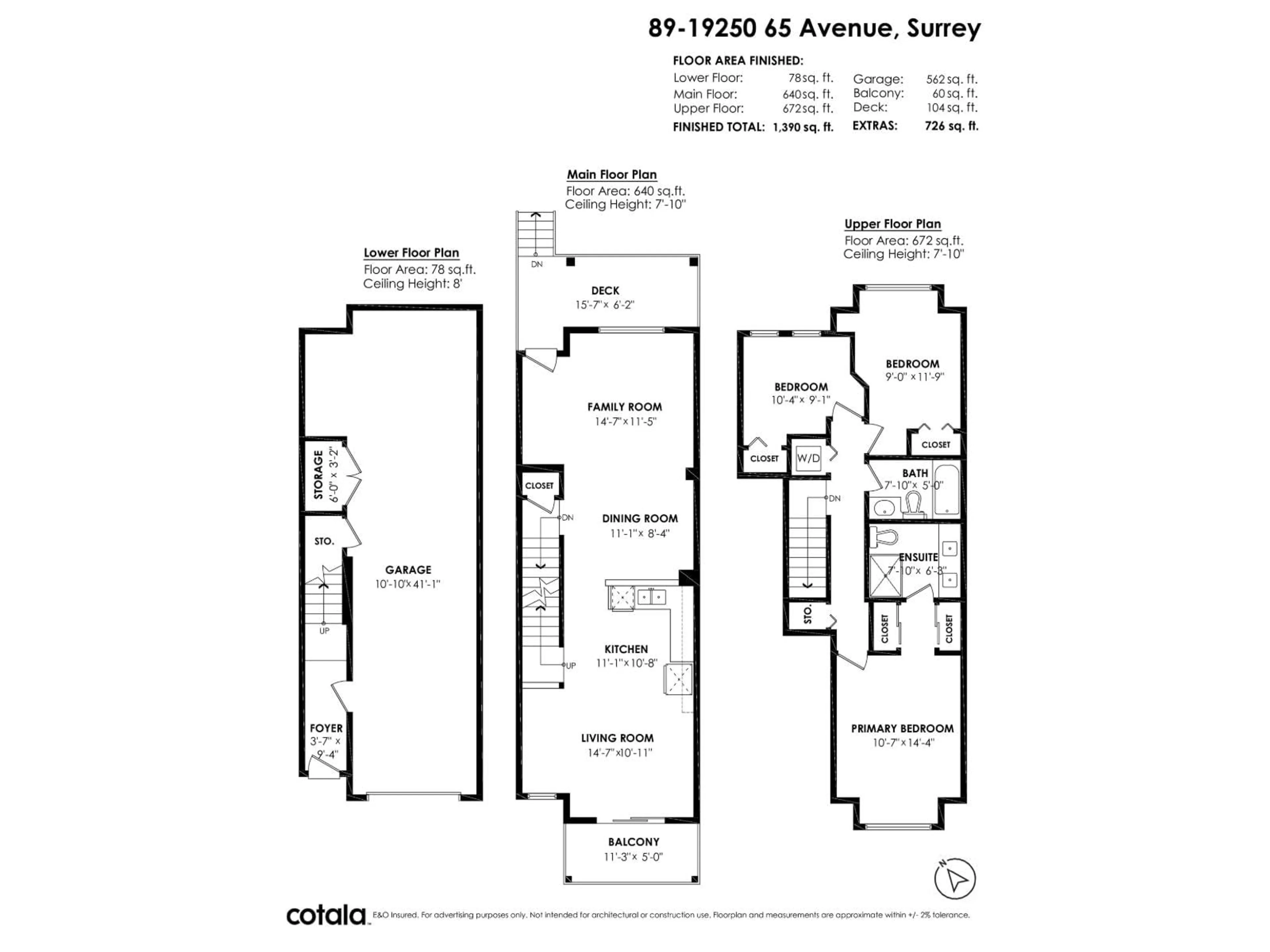 Floor plan for 89 - 19250 65 AVENUE, Surrey British Columbia V4N5R7