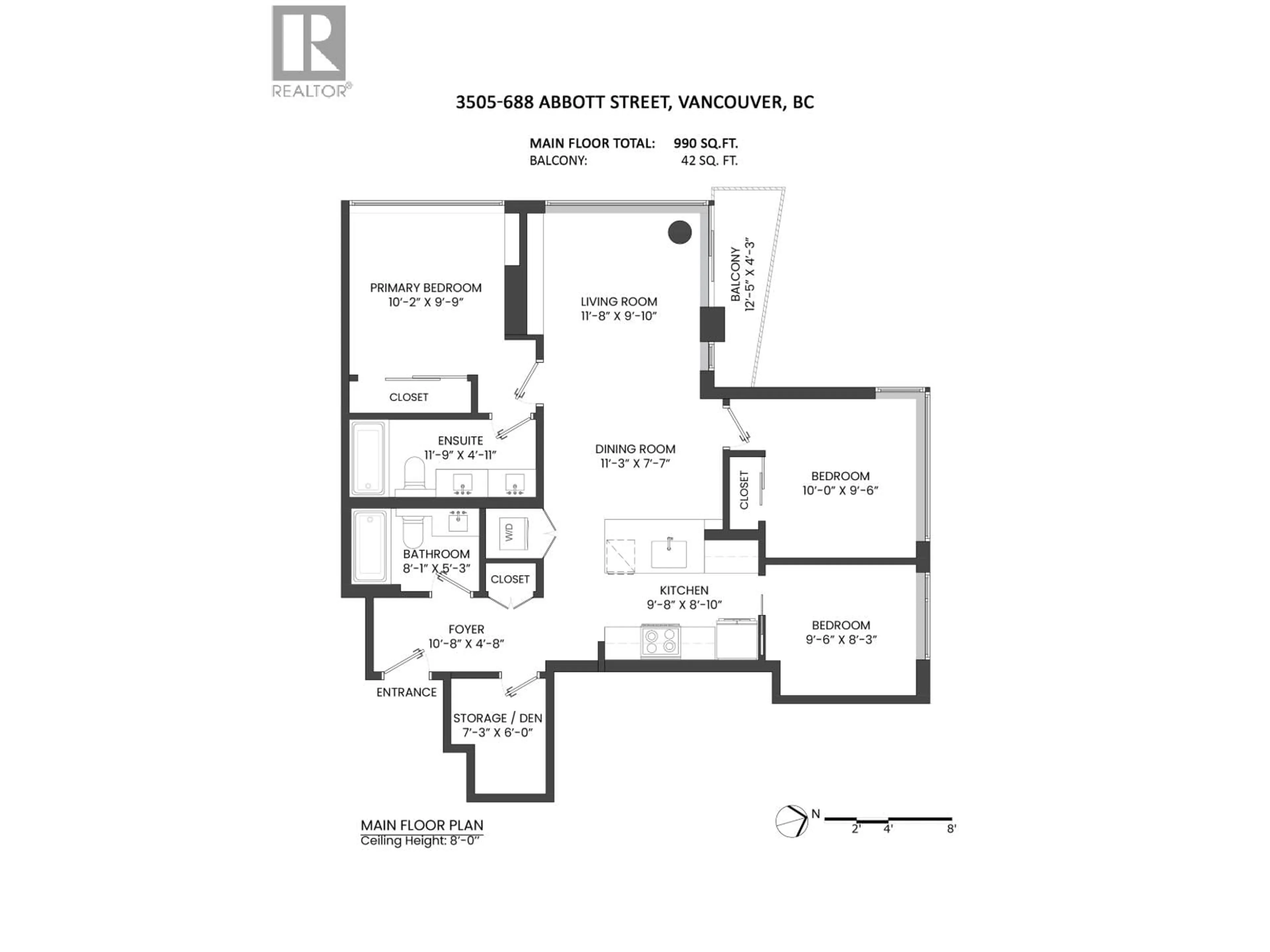 Floor plan for 3505 - 688 ABBOTT STREET, Vancouver British Columbia V6B0B9