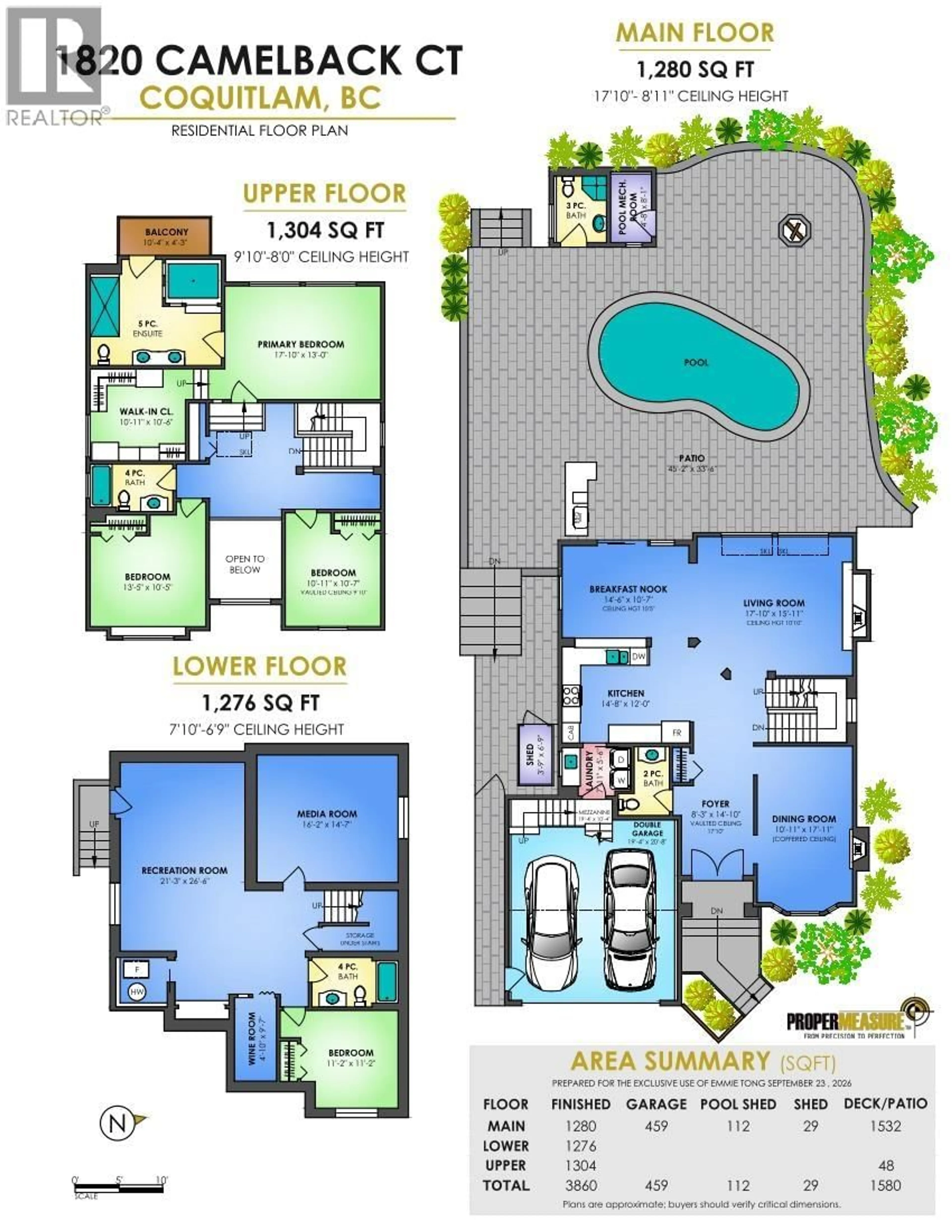 Floor plan for 1820 CAMELBACK COURT, Coquitlam British Columbia V3E3K4