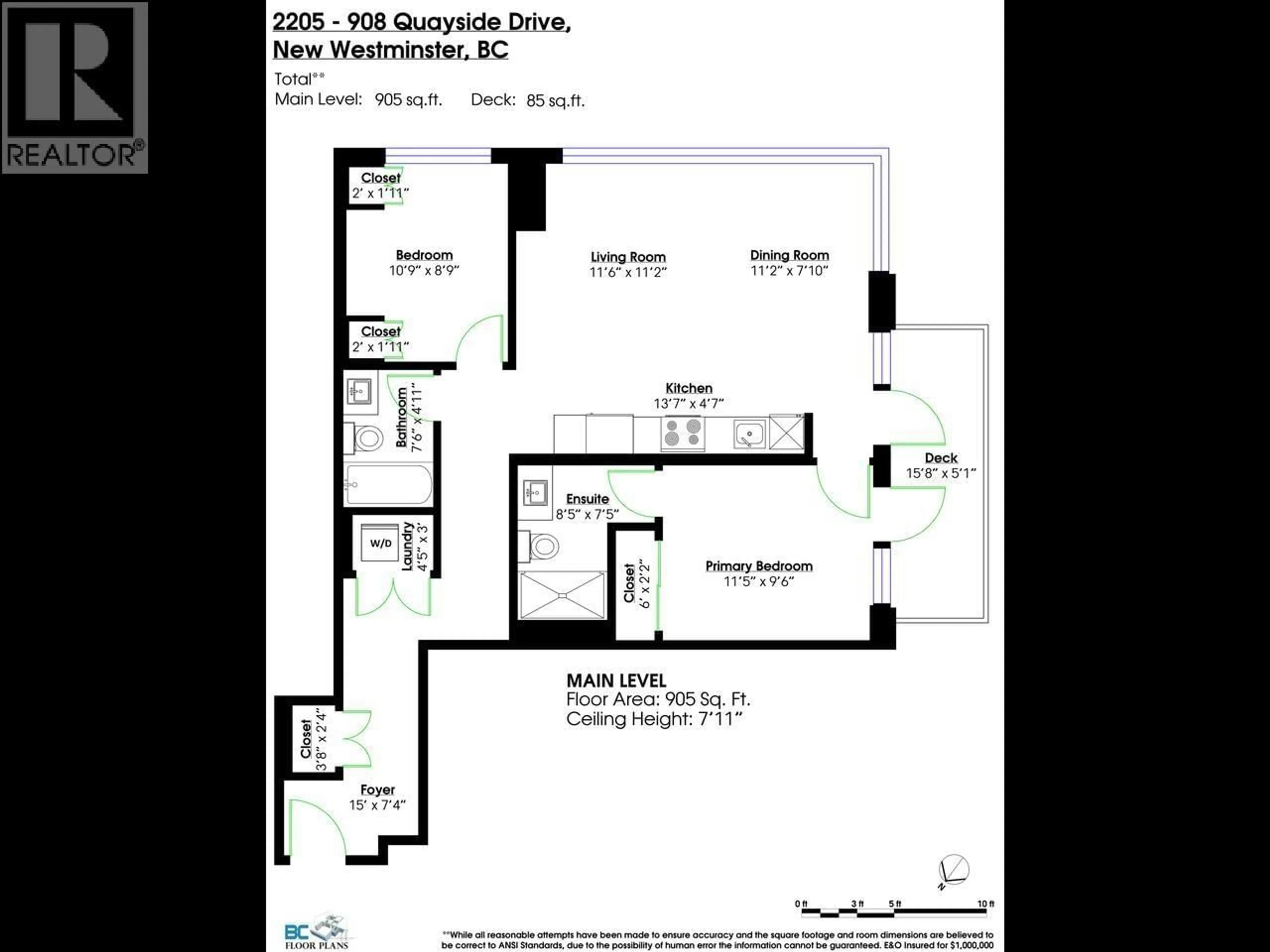 Floor plan for 2205 - 908 QUAYSIDE DRIVE, New Westminster British Columbia V3M0L4