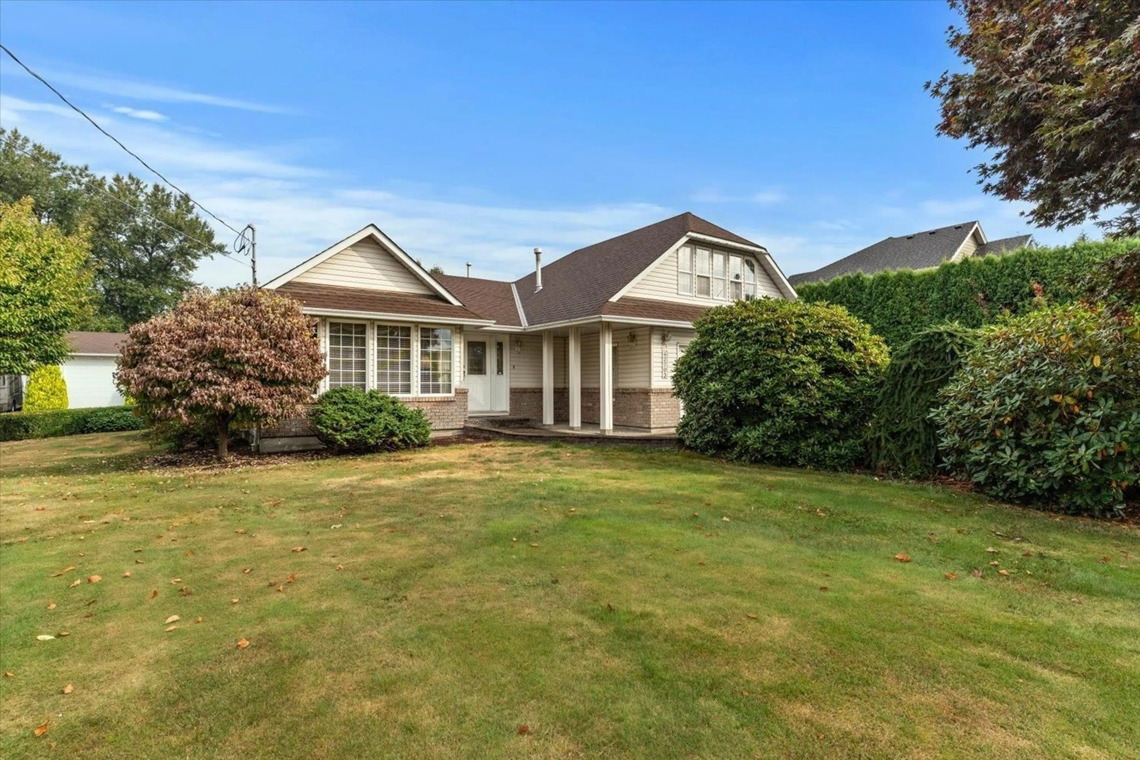 A pic from outside/outdoor area/front of a property/back of a property/a pic from drone, mountain view for 42703 JANZEN ROAD, Sardis - Greendale British Columbia V2R4K4