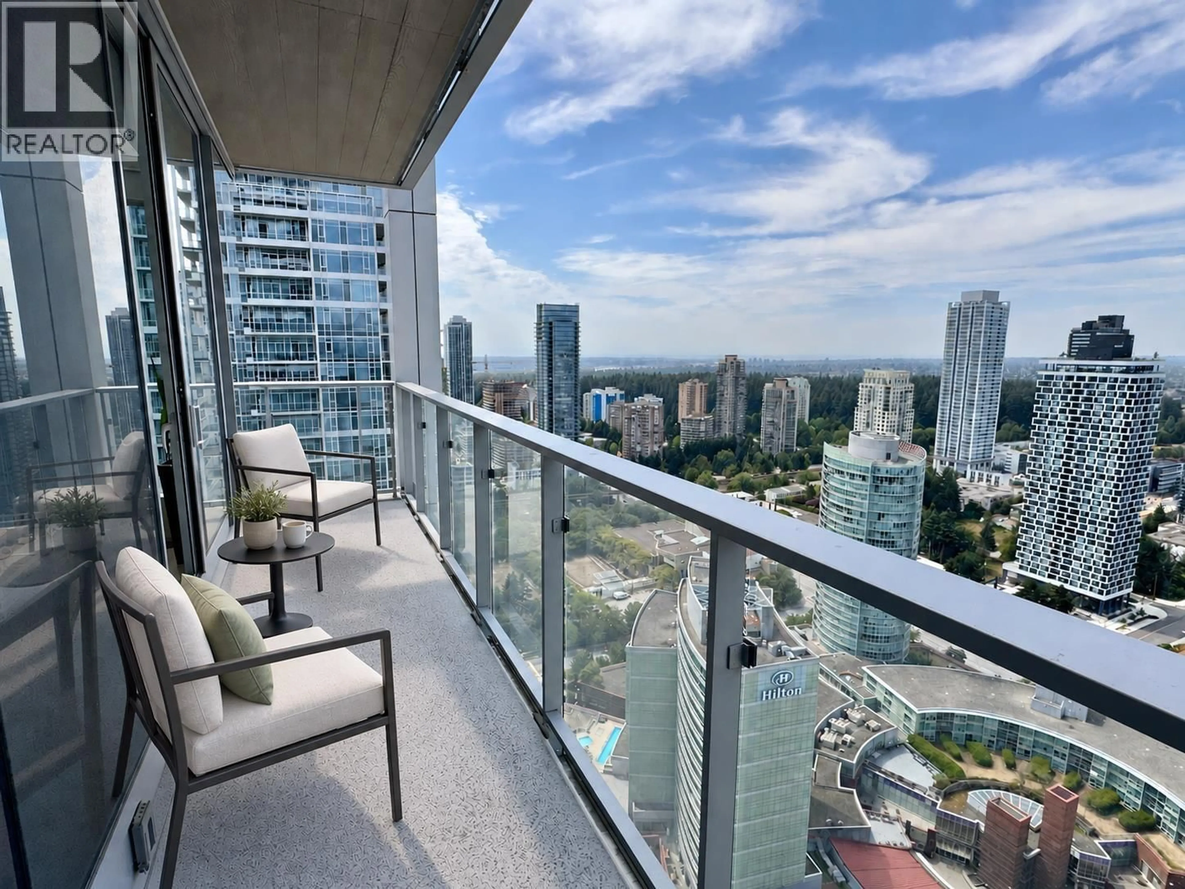 Balcony in the apartment, city buildings view from balcony for 3304 - 6000 MCKAY AVENUE, Burnaby British Columbia V5H0K2