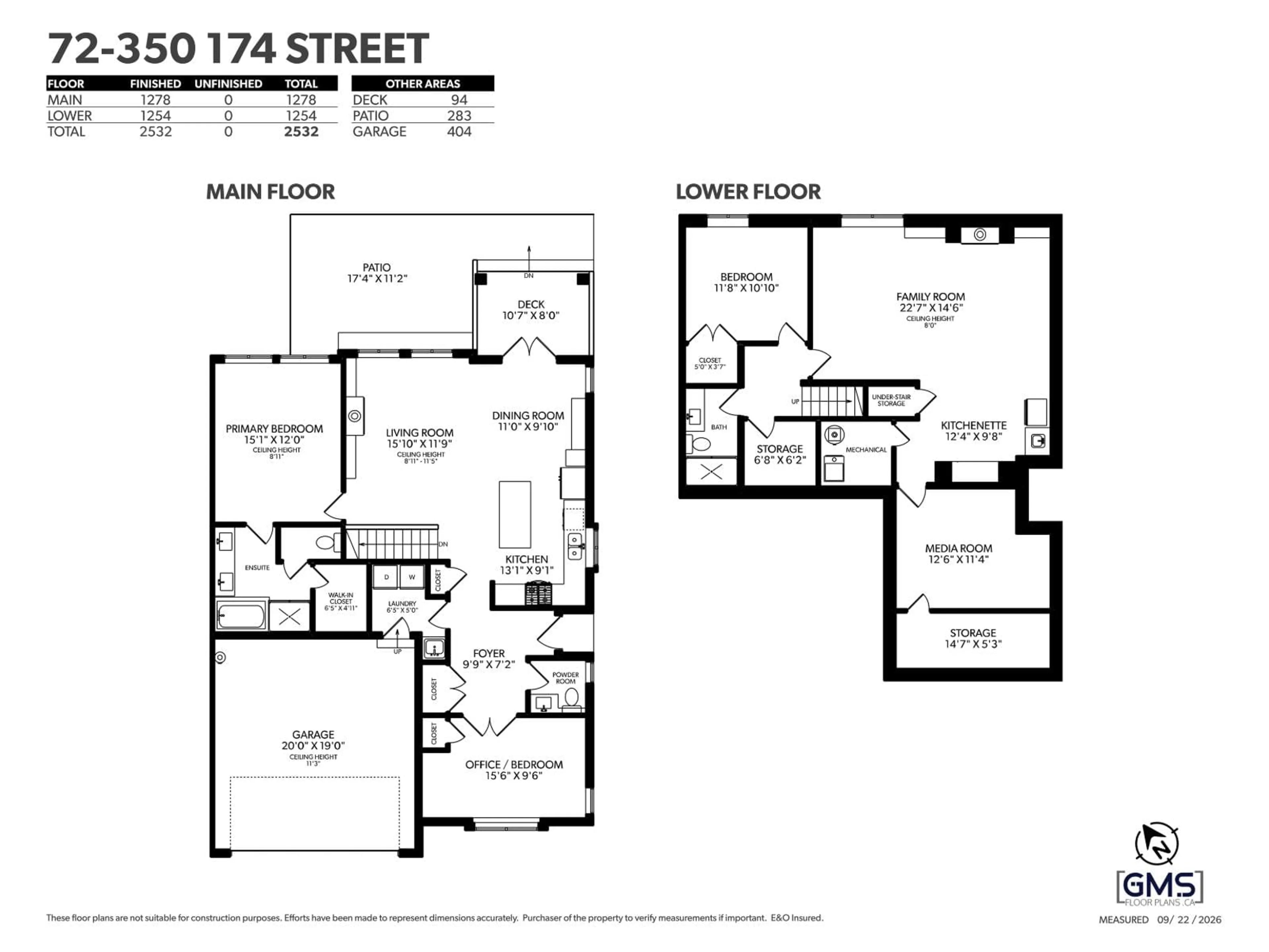 Floor plan for 72 - 350 174 STREET, Surrey British Columbia V3S2N8