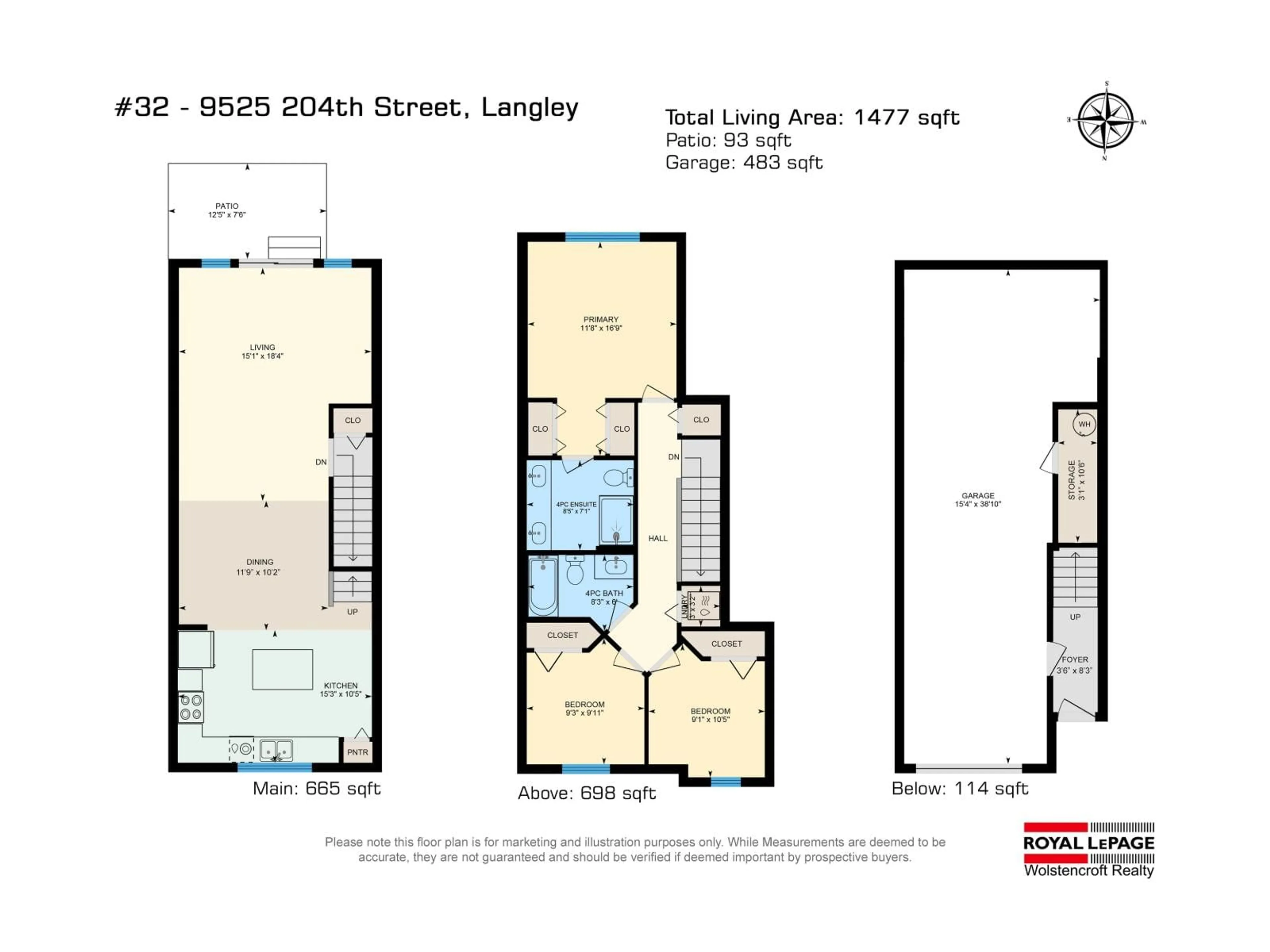 Floor plan for 32 - 9525 204 STREET, Langley British Columbia V1M0B9