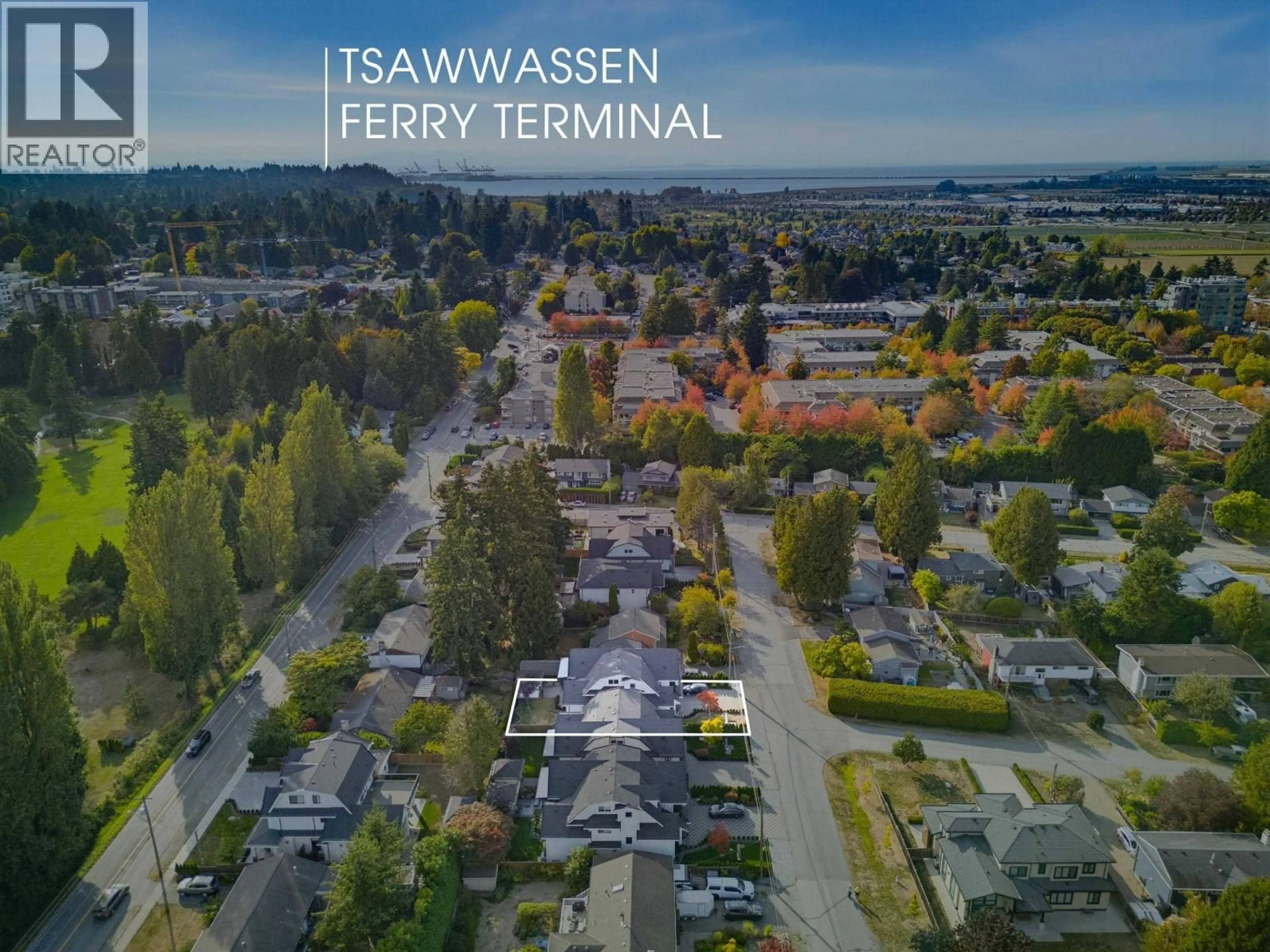A pic from outside/outdoor area/front of a property/back of a property/a pic from drone, street for 5744 16A AVENUE, Delta British Columbia V4L1H9