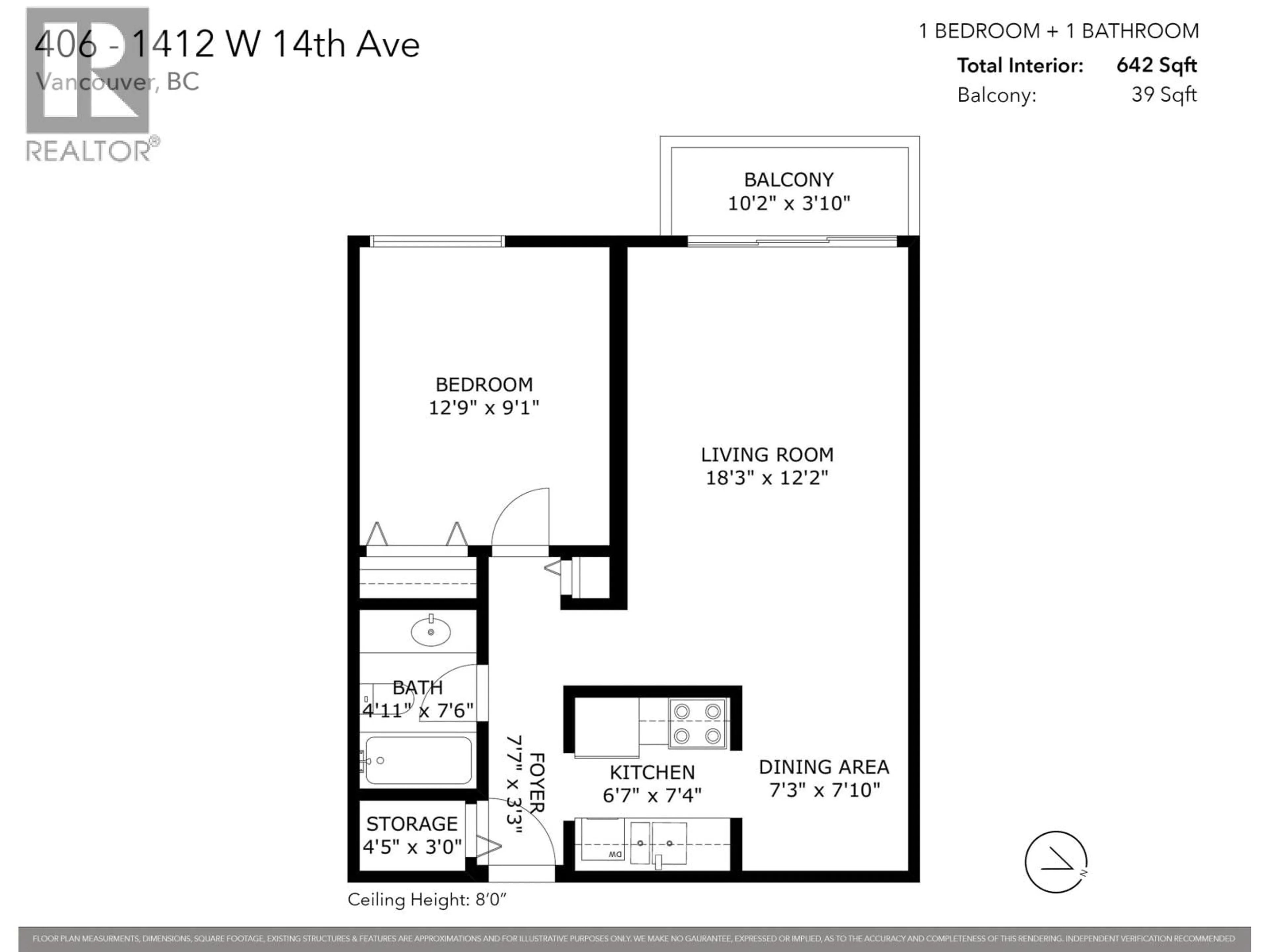 Floor plan for 406 - 1412 14TH AVENUE, Vancouver British Columbia V6H1R3