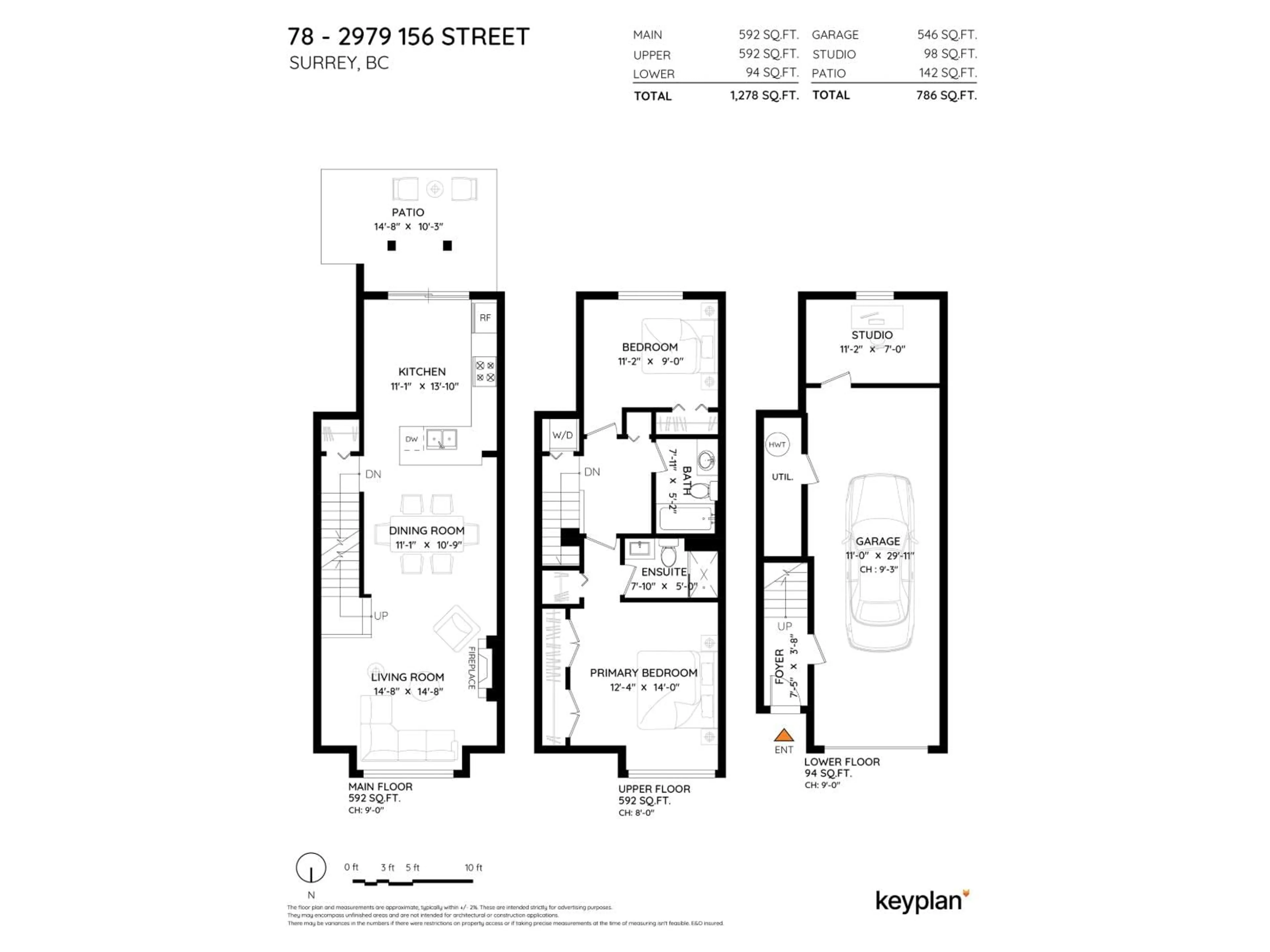 Floor plan for 78 - 2979 156 STREET, Surrey British Columbia V3Z8V8