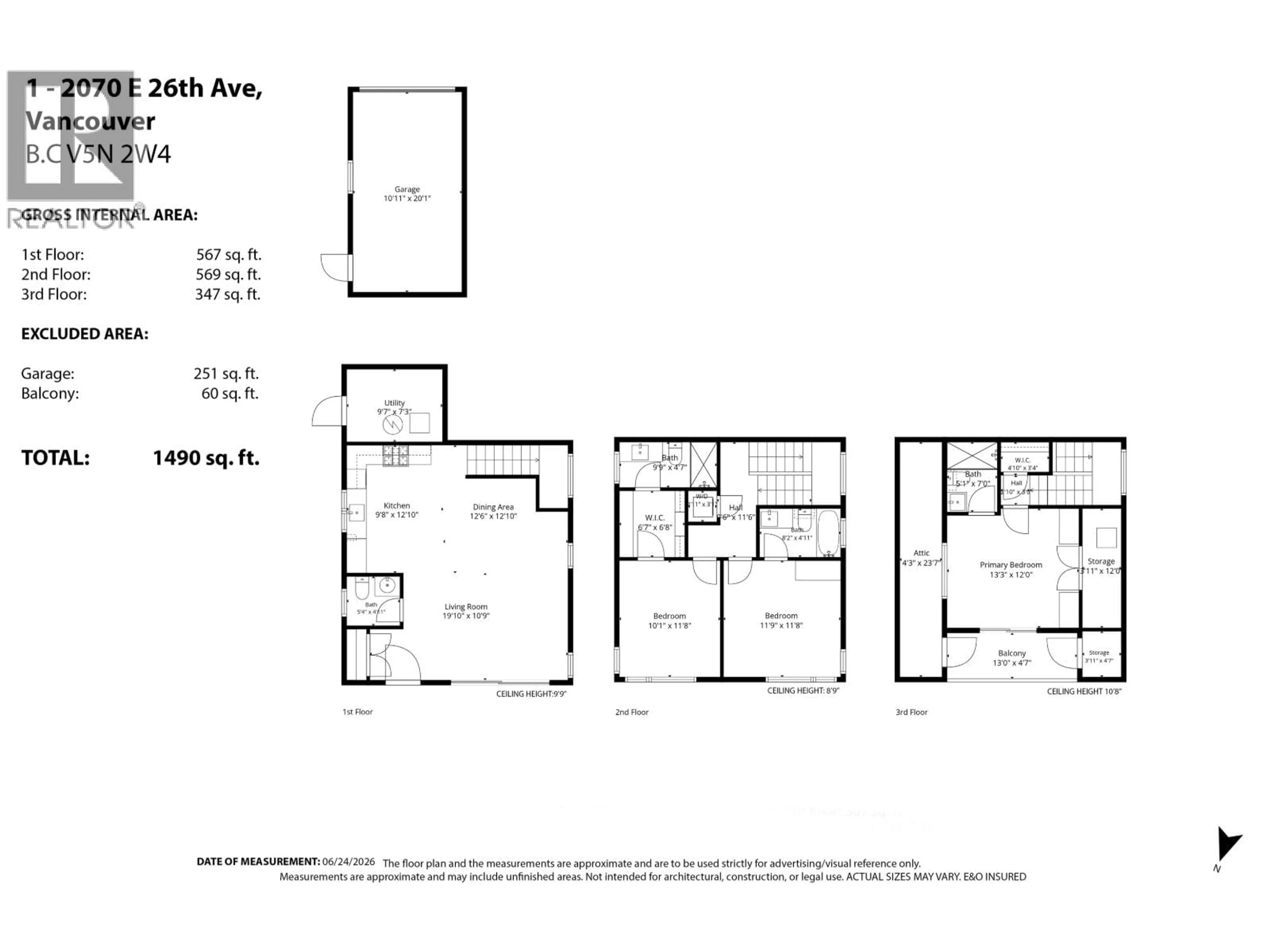 Floor plan for 1 - 2070 26TH AVENUE, Vancouver British Columbia V5N2W4
