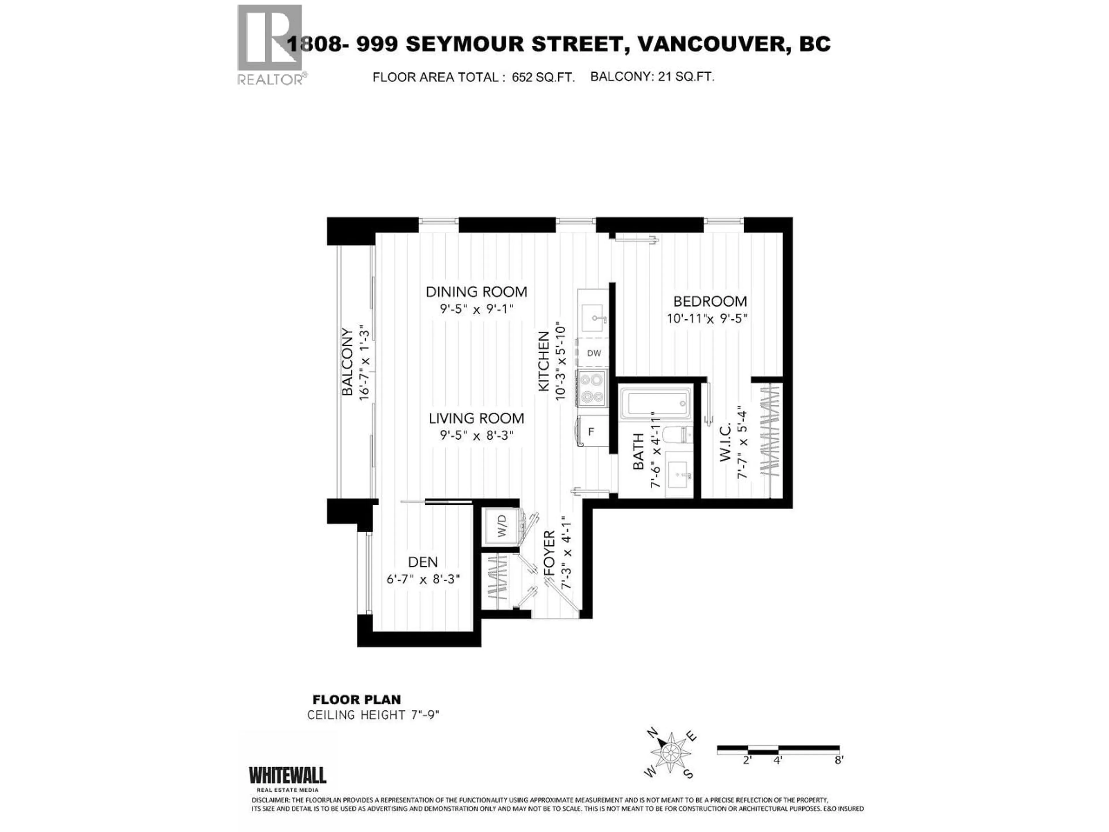 Floor plan for 1808 - 999 SEYMOUR STREET, Vancouver British Columbia V6B0M5