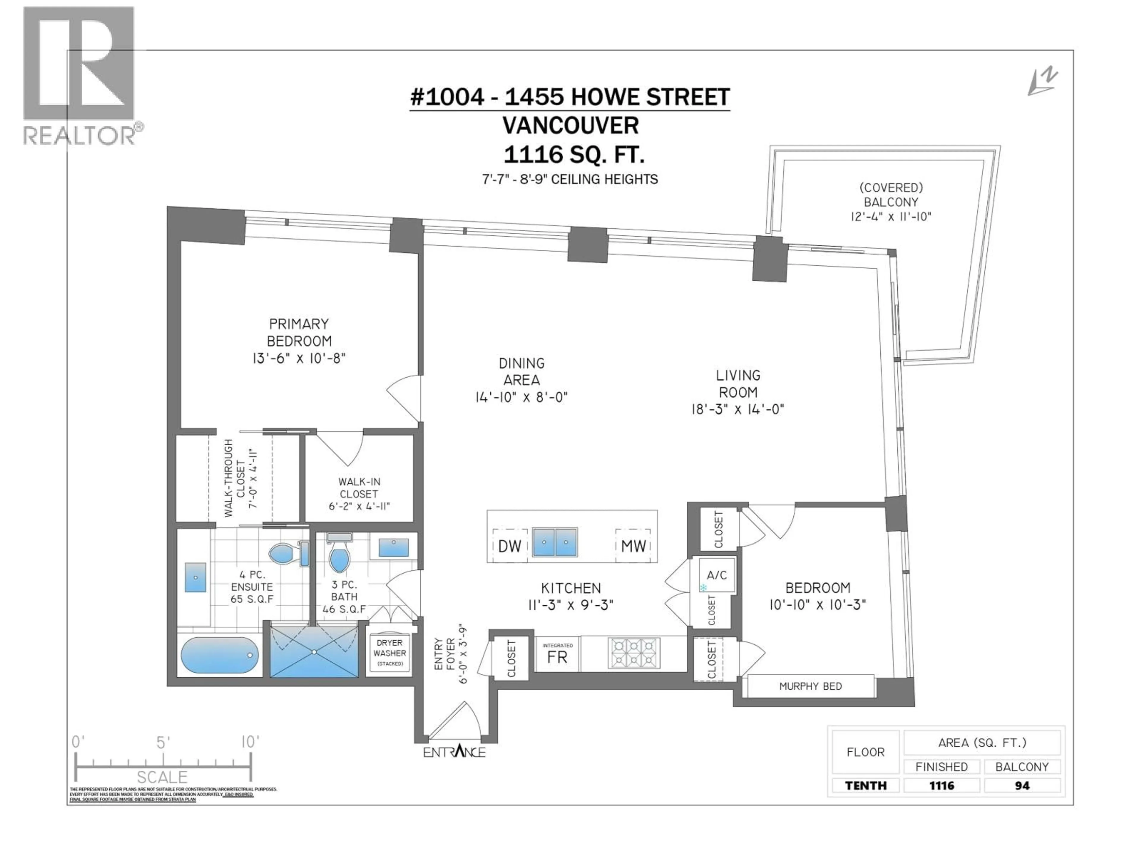 Floor plan for 1004 - 1455 HOWE STREET, Vancouver British Columbia V6Z1C2