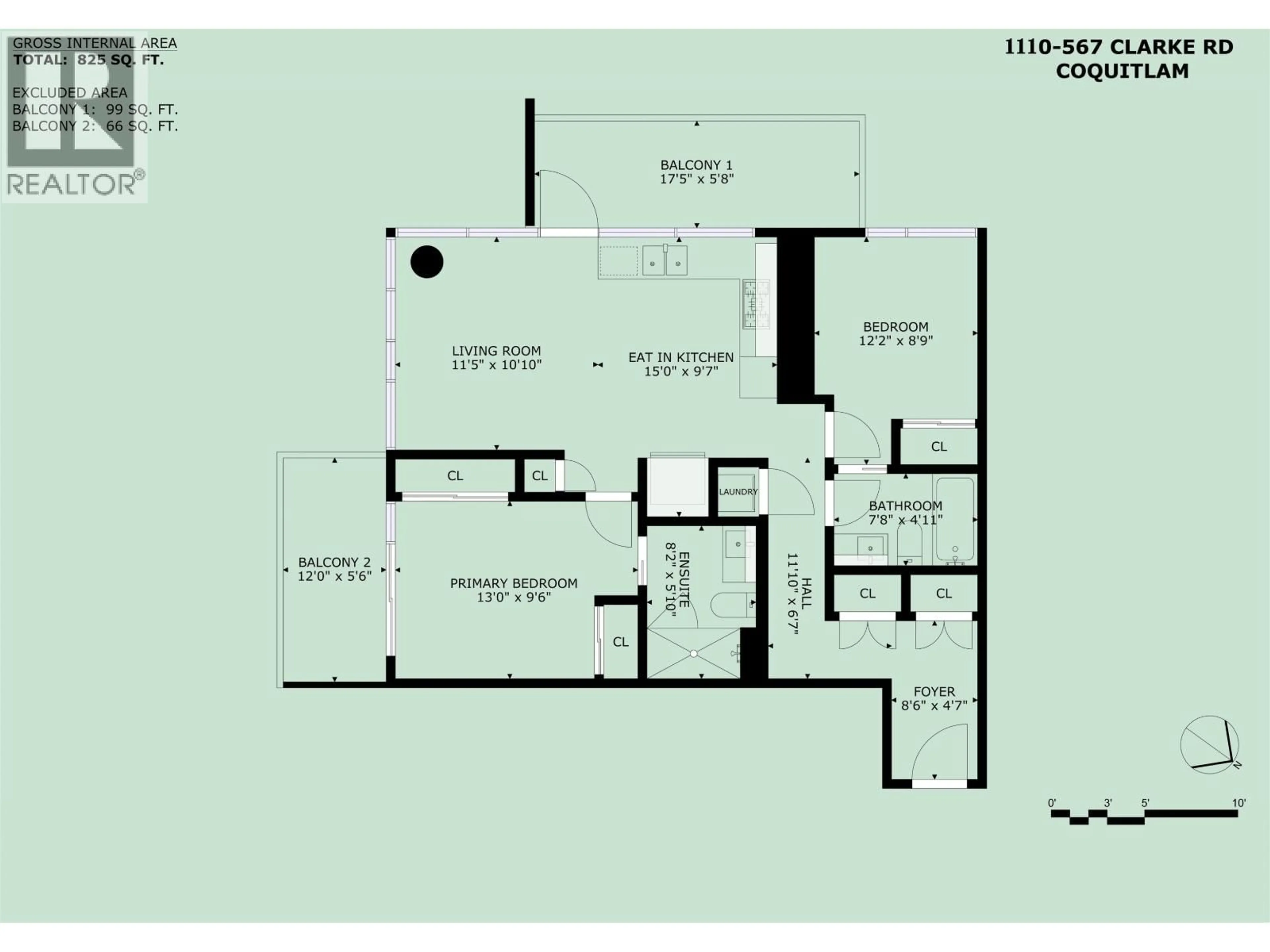 Floor plan for 1110 - 567 CLARKE ROAD, Coquitlam British Columbia V3J0K7