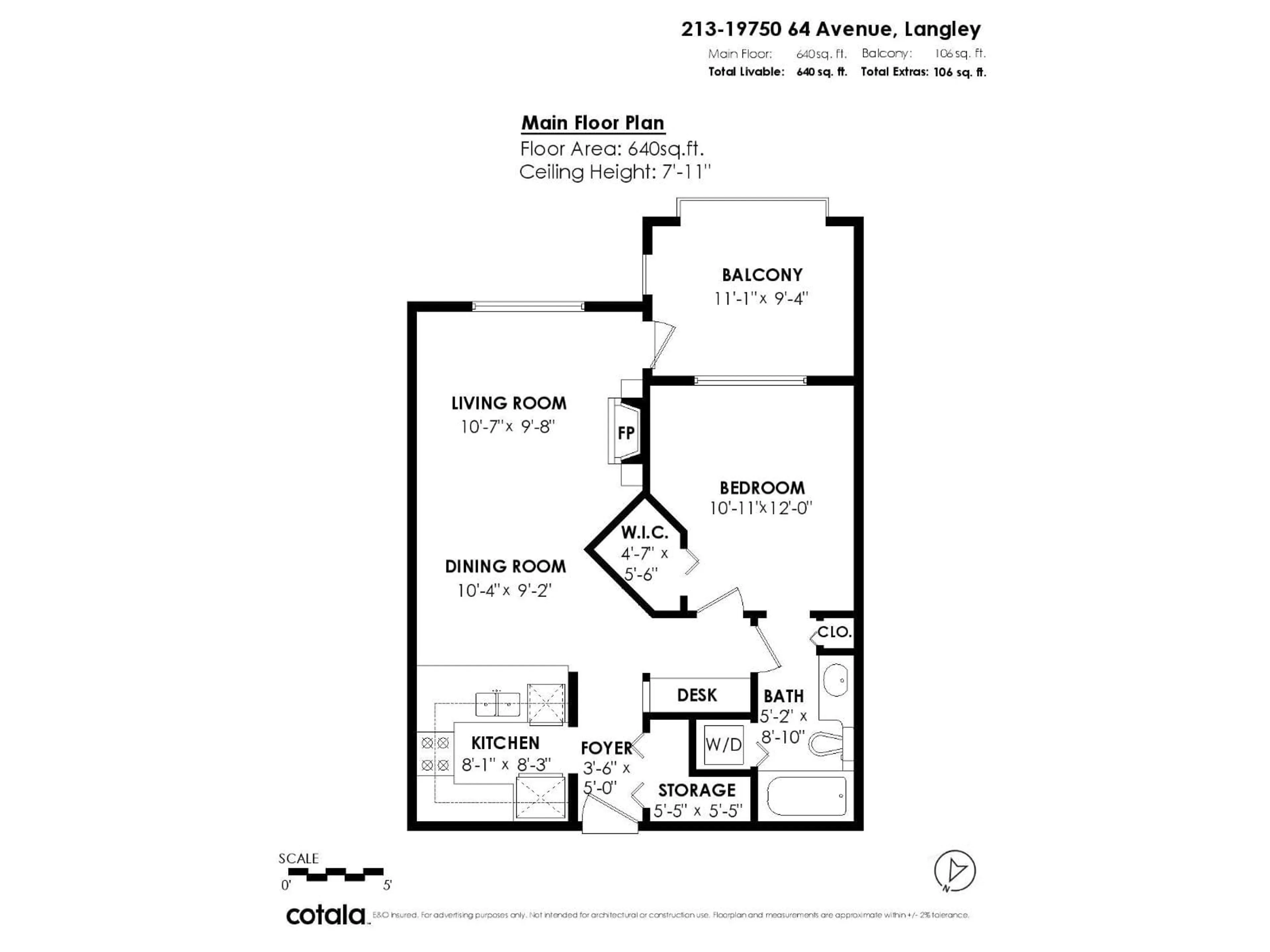 Floor plan for 213 - 19750 64 AVENUE, Langley British Columbia V2Y2T1