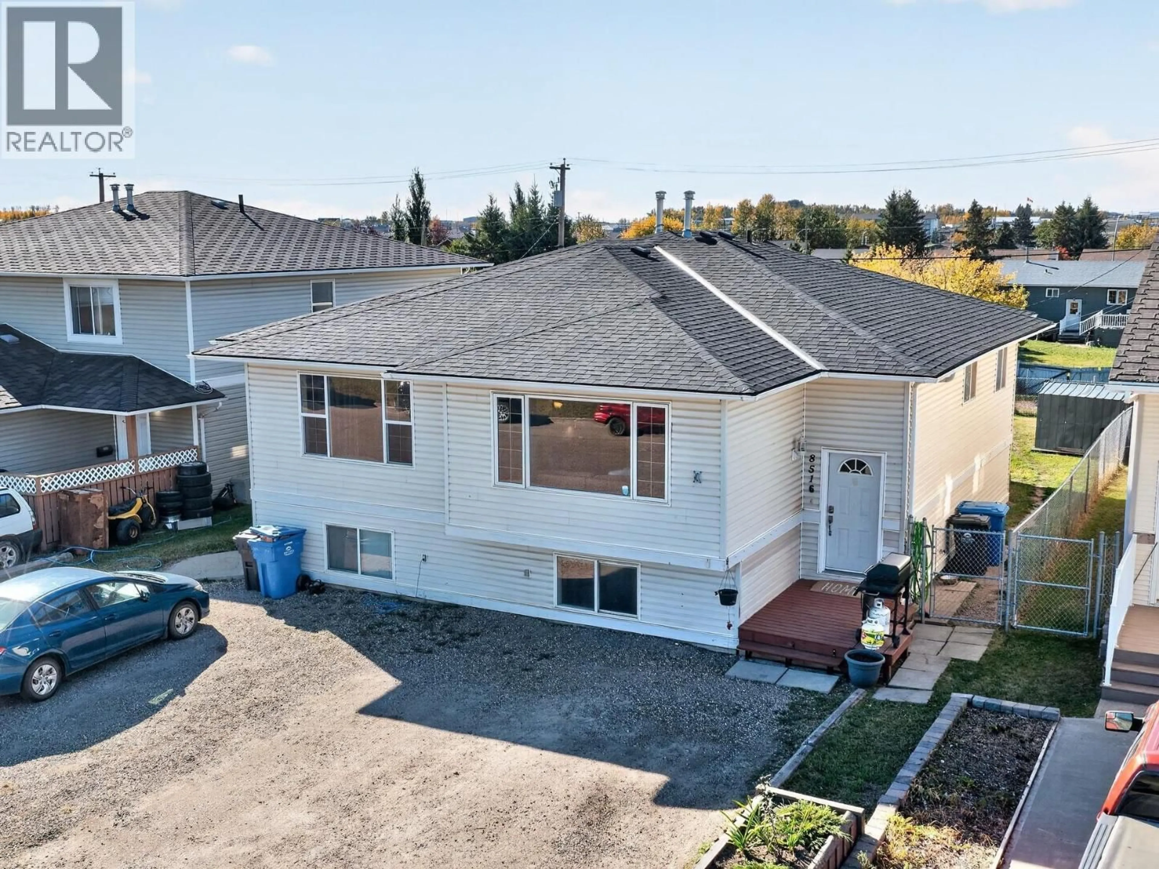 A pic from outside/outdoor area/front of a property/back of a property/a pic from drone, street for 8516 86 STREET, Fort St. John British Columbia V1J6Y7