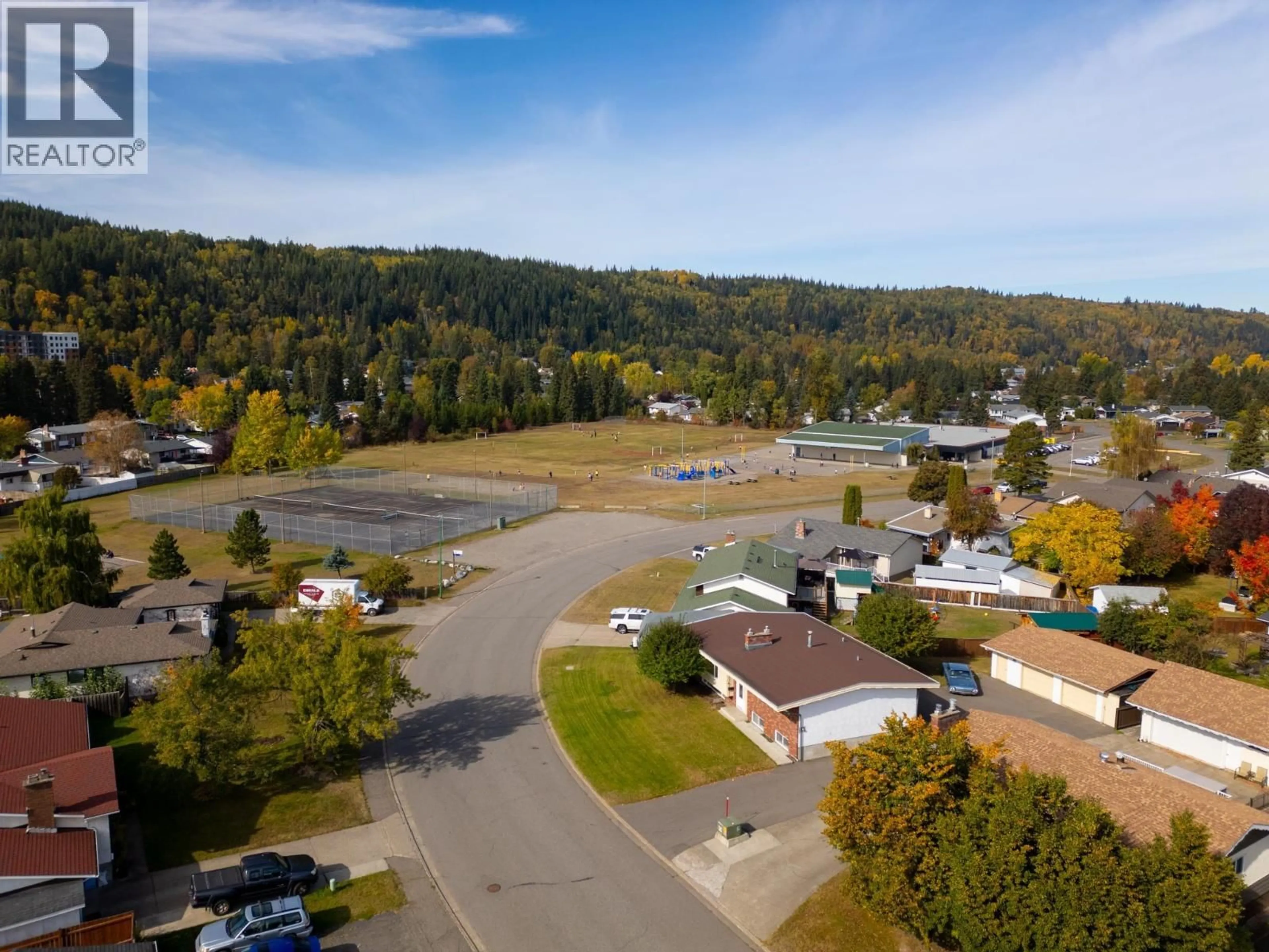 A pic from outside/outdoor area/front of a property/back of a property/a pic from drone, mountain view for 4334 EAGLENEST CRESCENT, Prince George British Columbia V2M4Y6