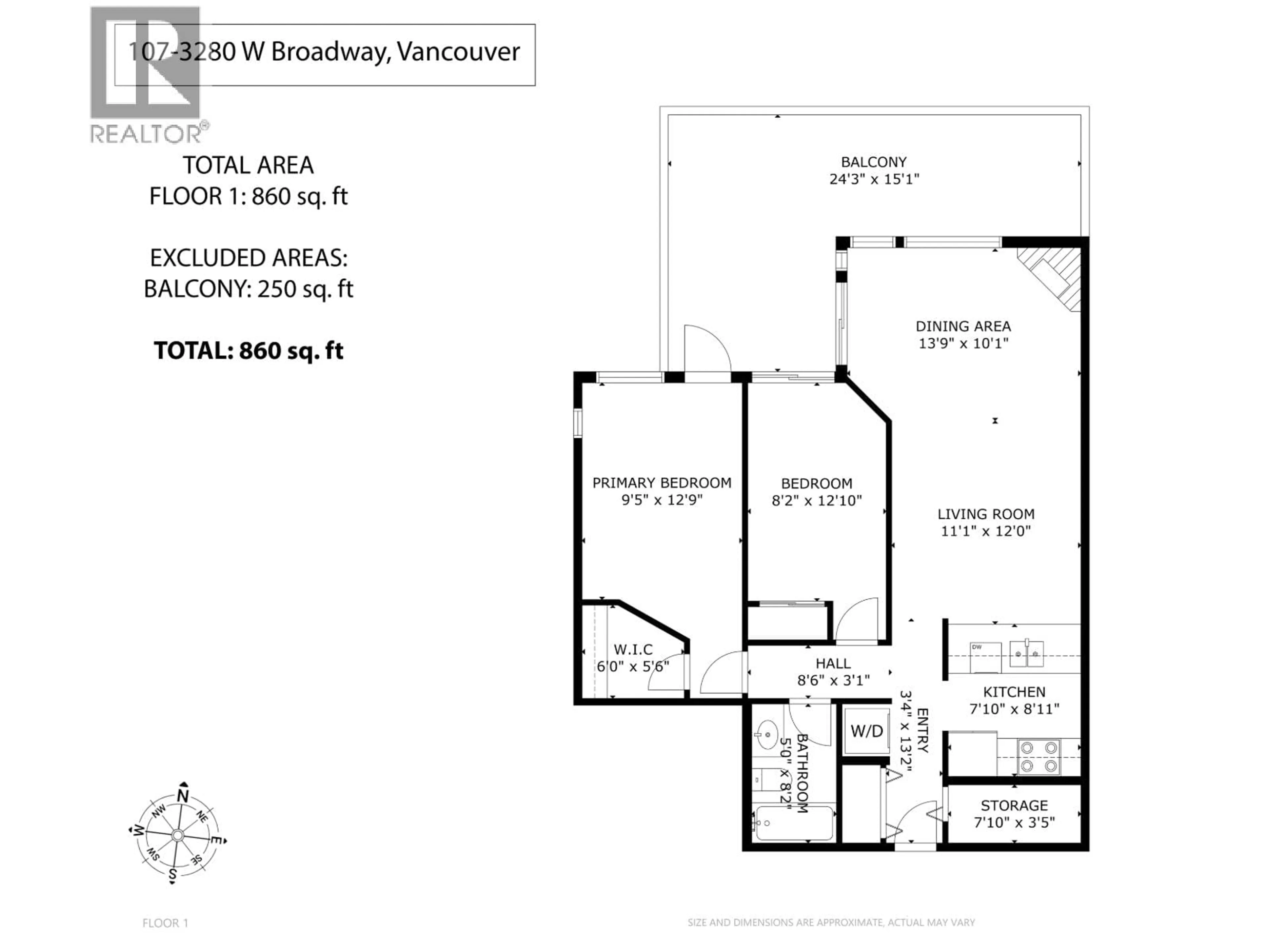 Floor plan for 107 - 3280 BROADWAY, Vancouver British Columbia V6K2H4