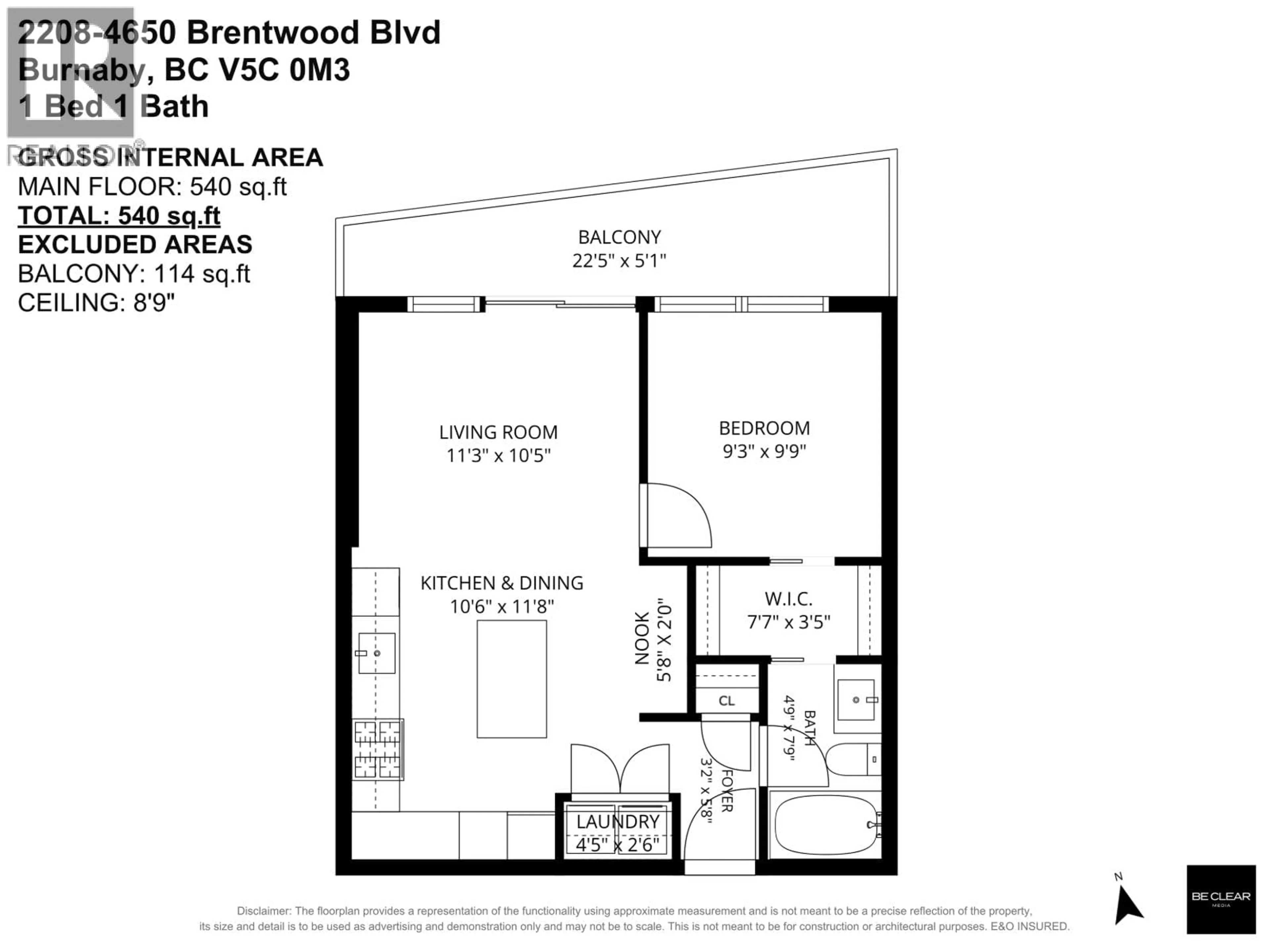 Floor plan for 2208 - 4650 BRENTWOOD BOULEVARD, Burnaby British Columbia V5C0M3