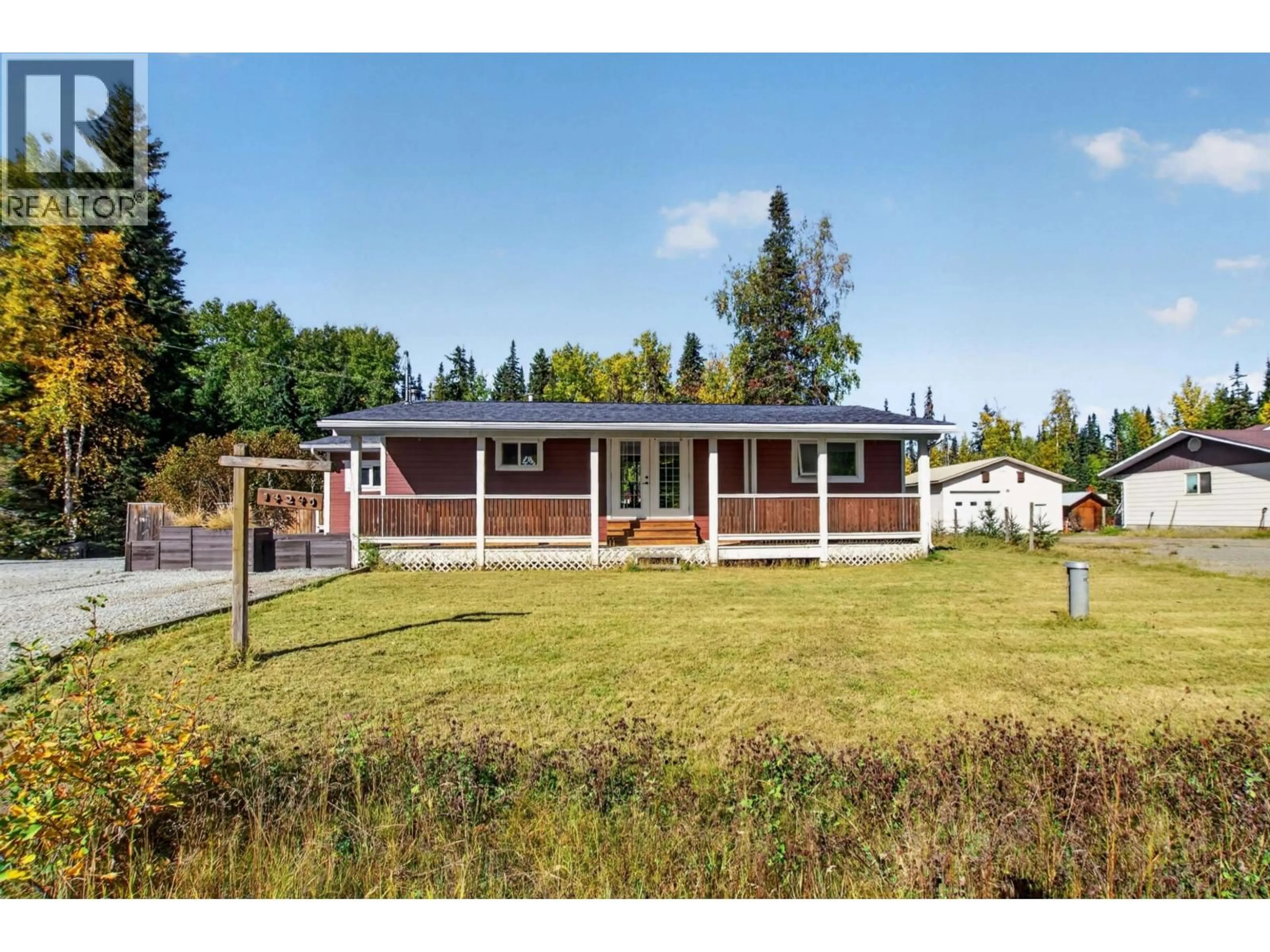 Home with vinyl exterior material, street for 14240 GISCOME ROAD, Prince George British Columbia V2N6W6
