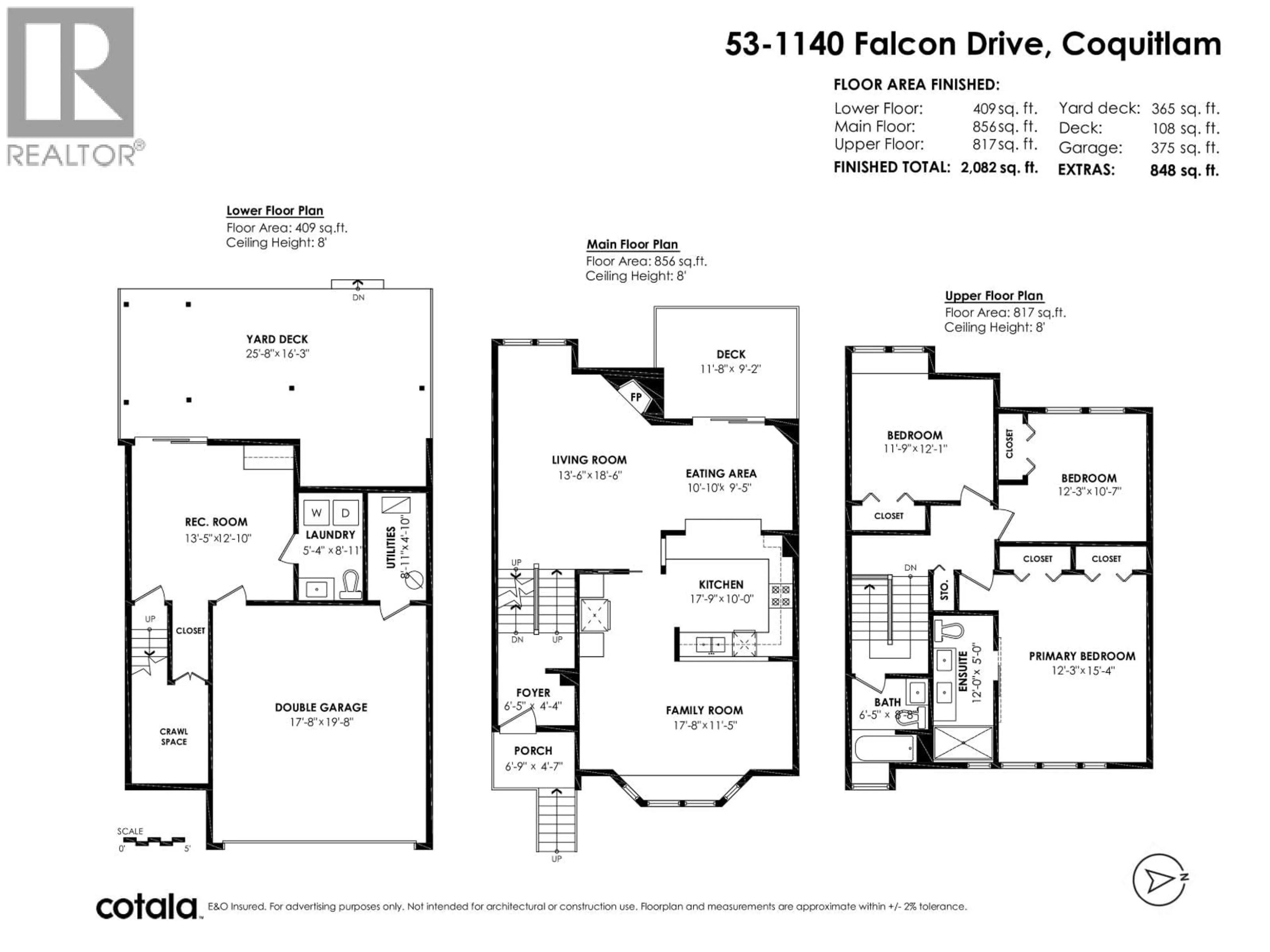 Floor plan for 53 - 1140 FALCON DRIVE, Coquitlam British Columbia V3E2J9