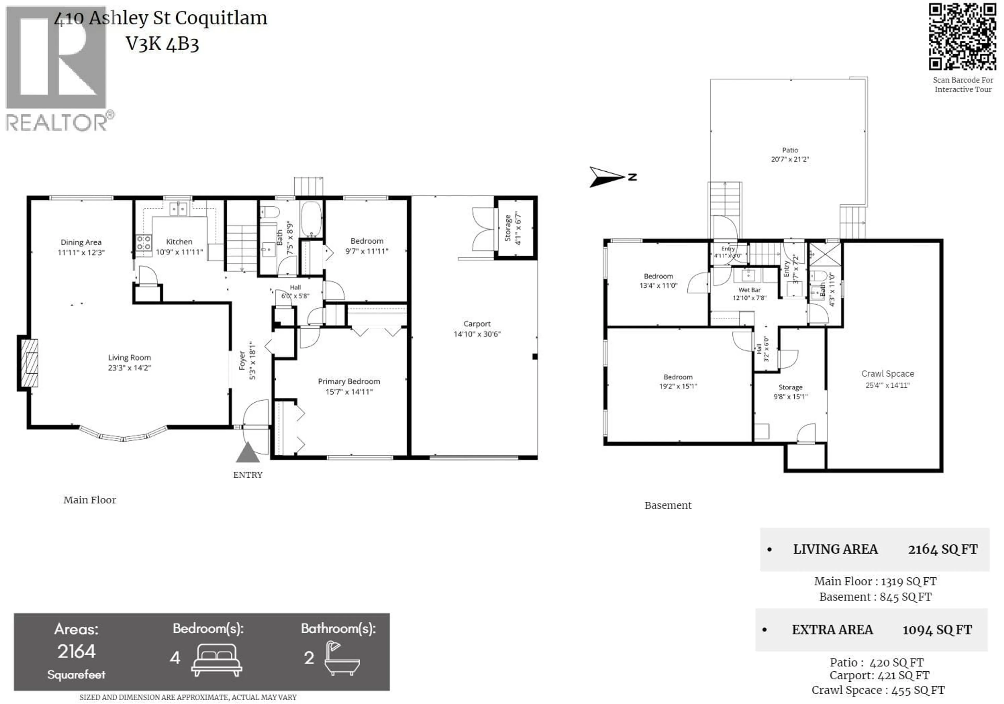 Floor plan for 410 ASHLEY STREET, Coquitlam British Columbia V3K4B3