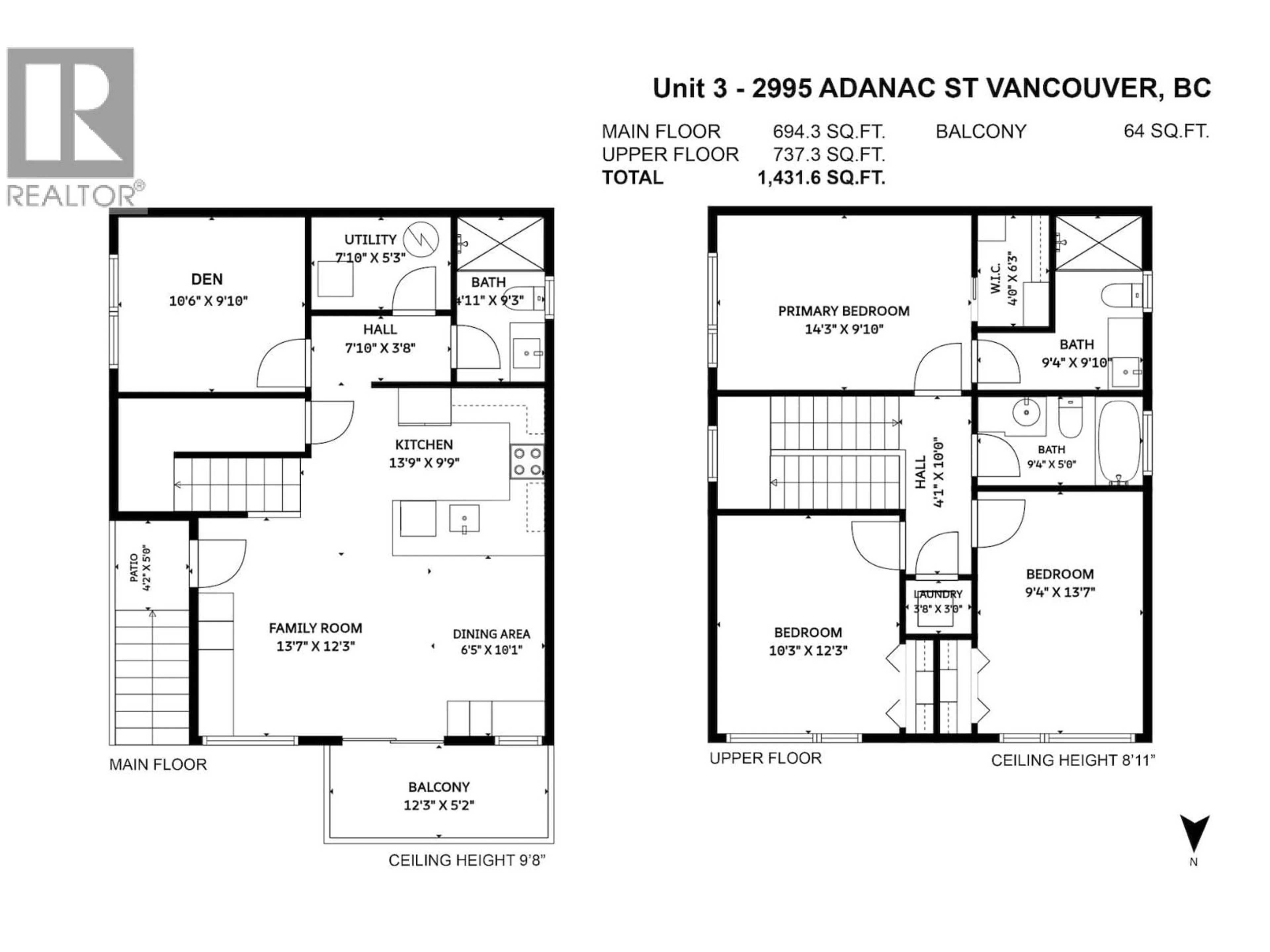 Floor plan for 3 - 2995 ADANAC STREET, Vancouver British Columbia V5K2N4