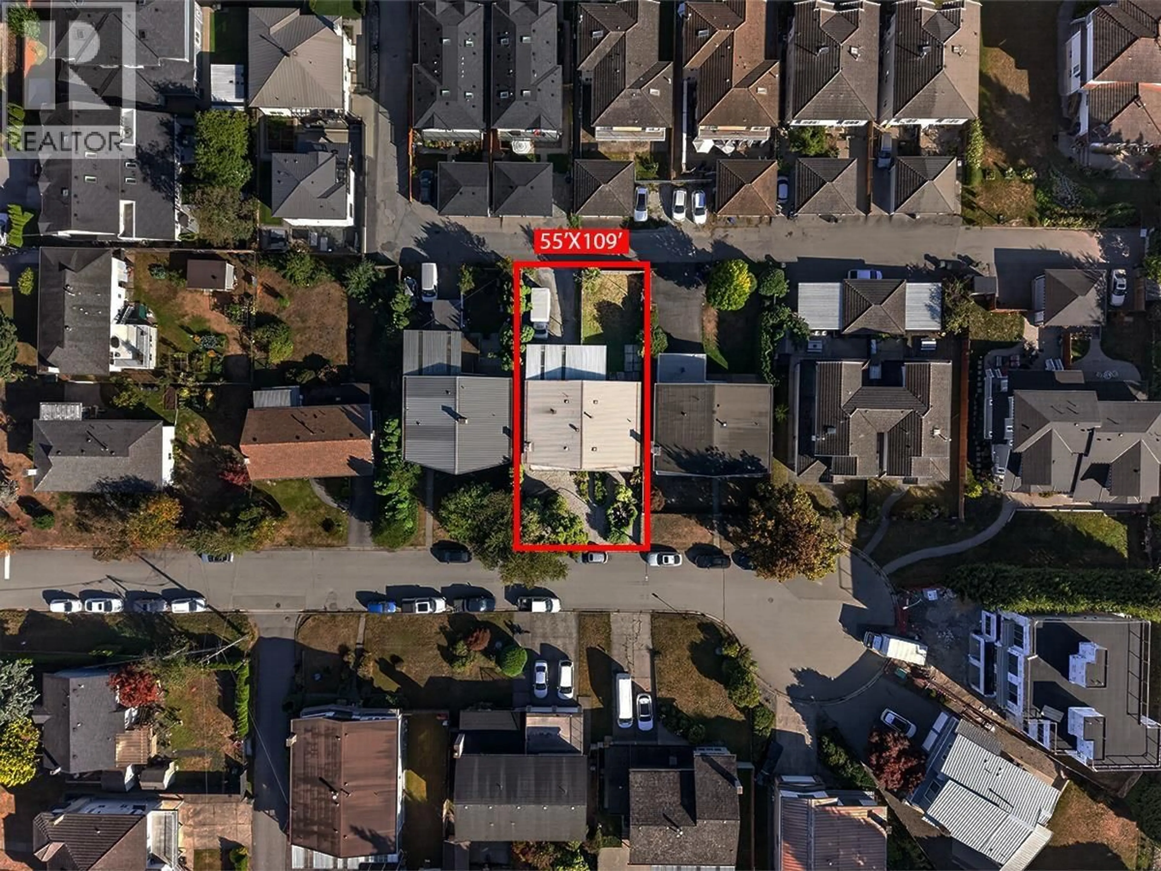 A pic from outside/outdoor area/front of a property/back of a property/a pic from drone, street for 5275 SCHOU STREET, Burnaby British Columbia V5G1M5