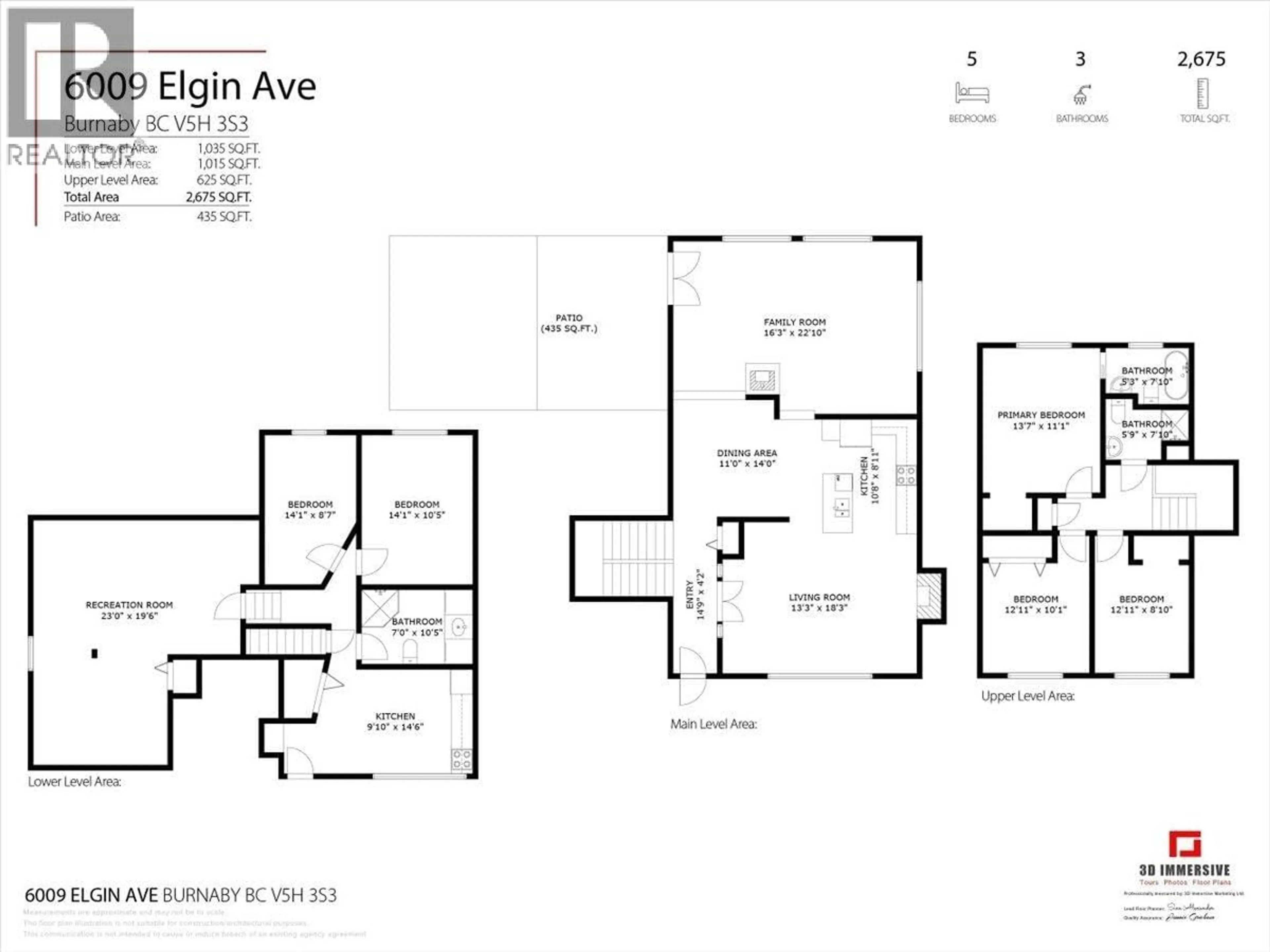Floor plan for 6009 ELGIN AVENUE, Burnaby British Columbia V5H3S3