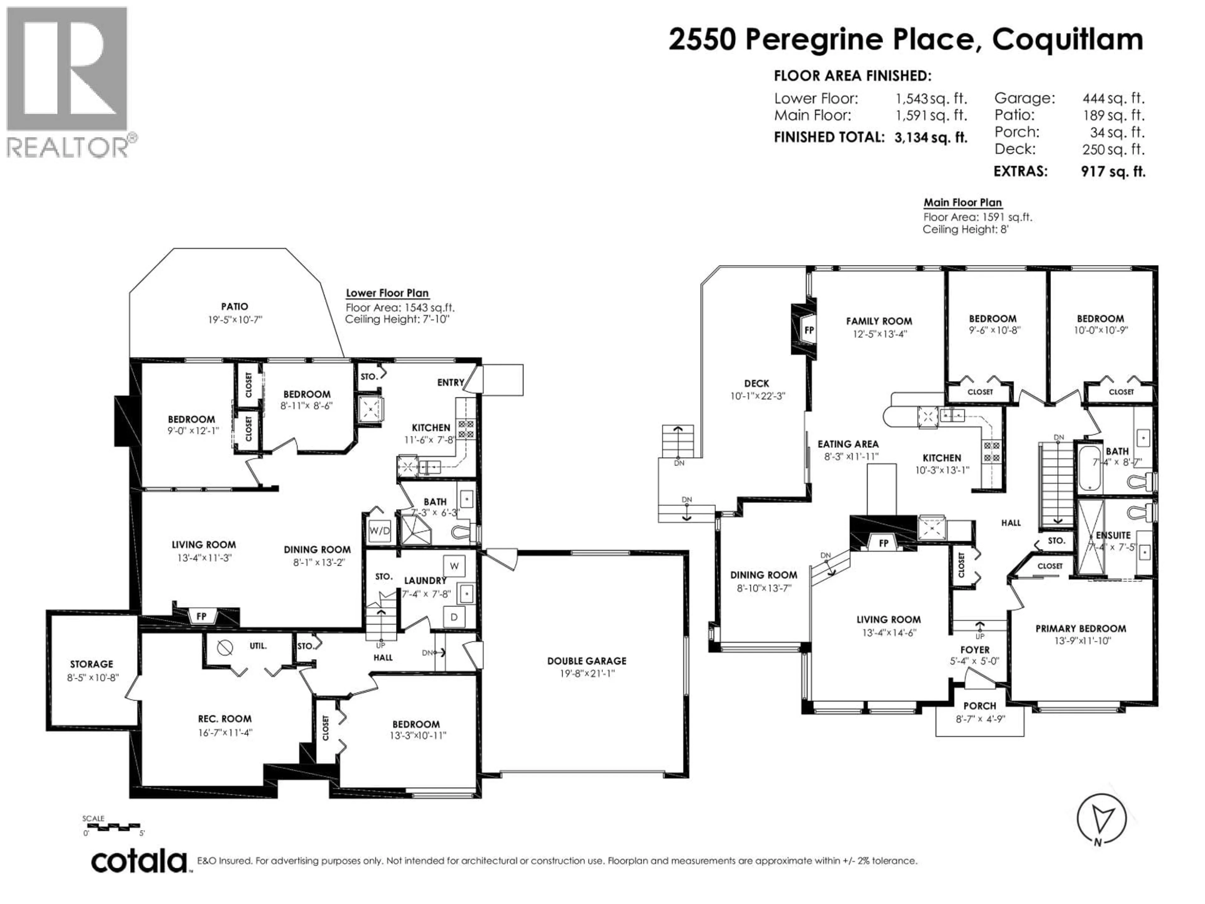 Floor plan for 2550 PEREGRINE PLACE, Coquitlam British Columbia V3E2C4