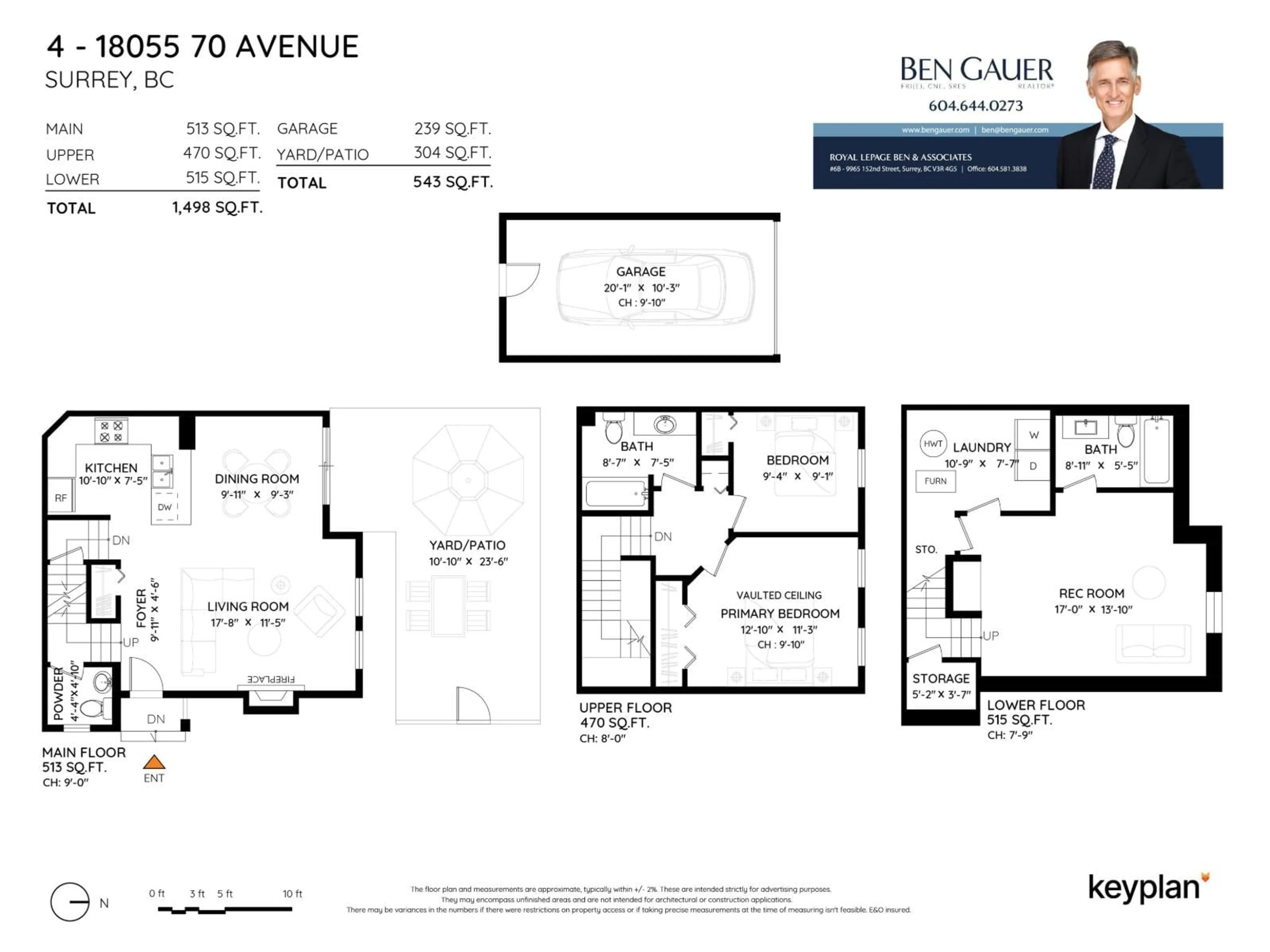 Floor plan for 4 - 18055 70TH AVENUE, Surrey British Columbia V3S6X3