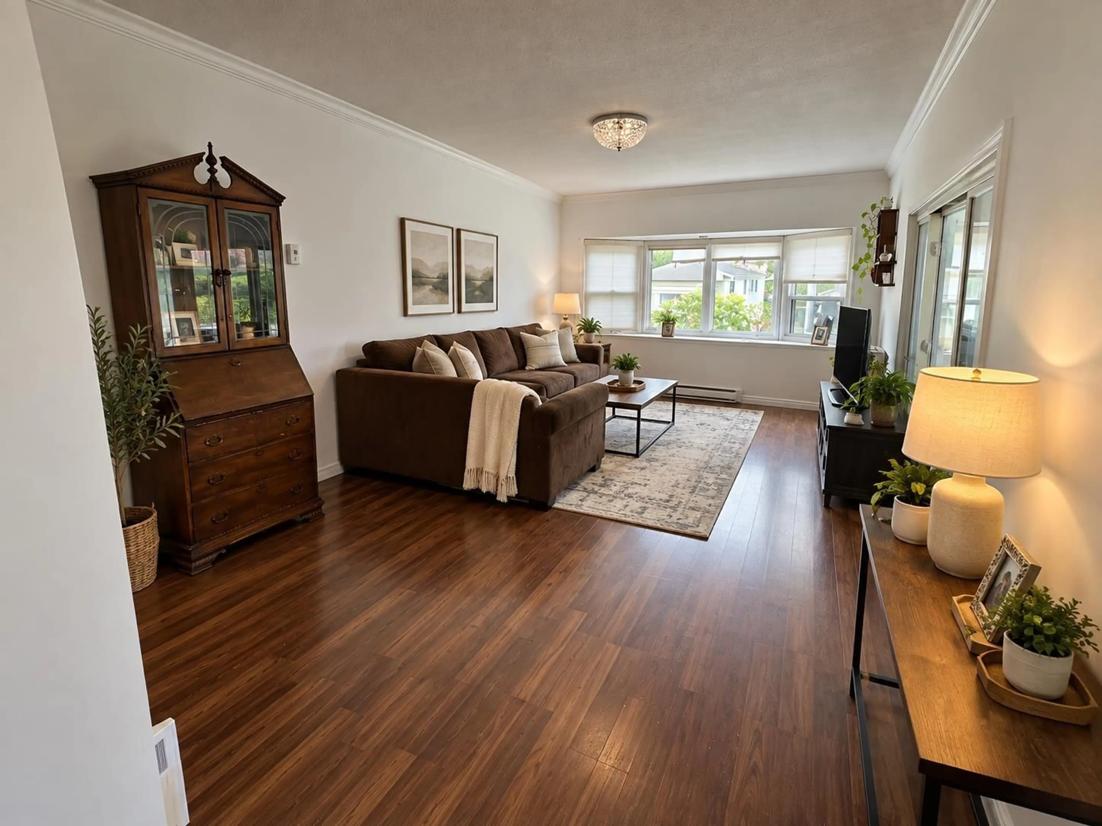 Living room with furniture, wood/laminate floor for 24 - 1840 160 STREET, Surrey British Columbia V4A4X4