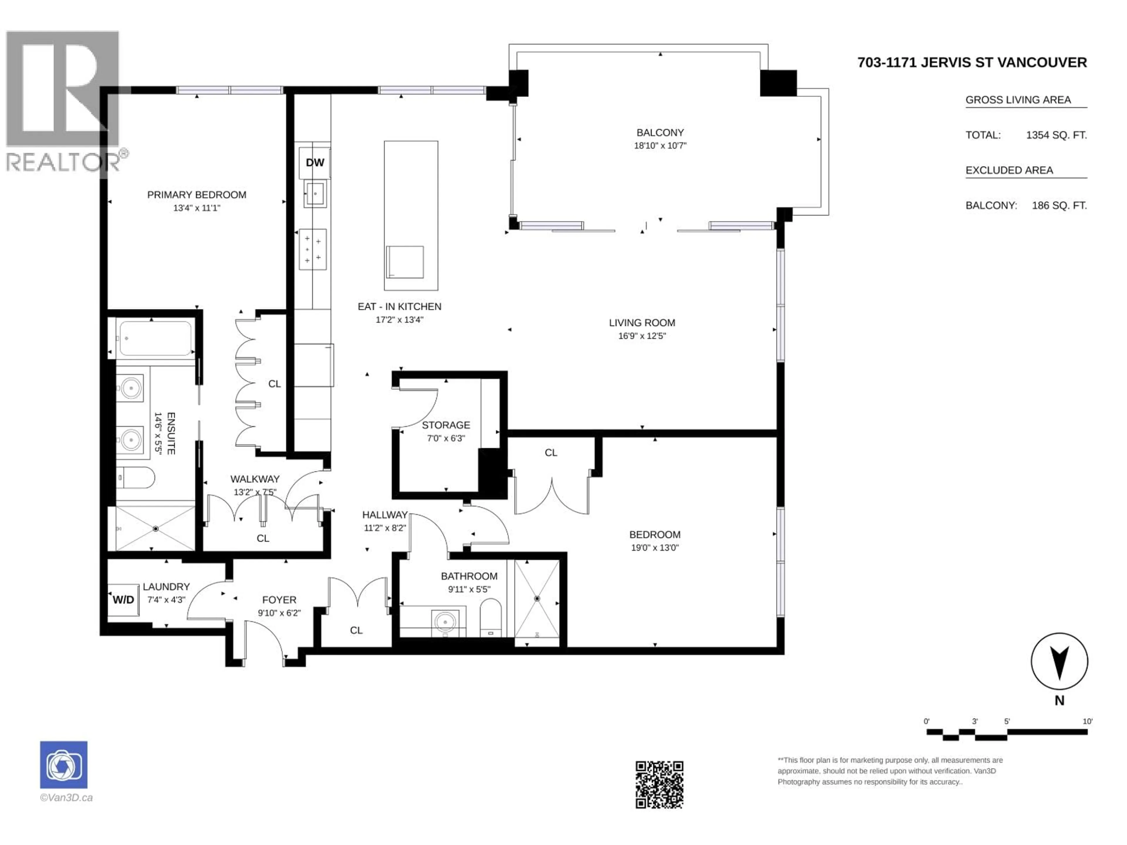 Floor plan for 703 - 1171 JERVIS STREET, Vancouver British Columbia V6E0C9