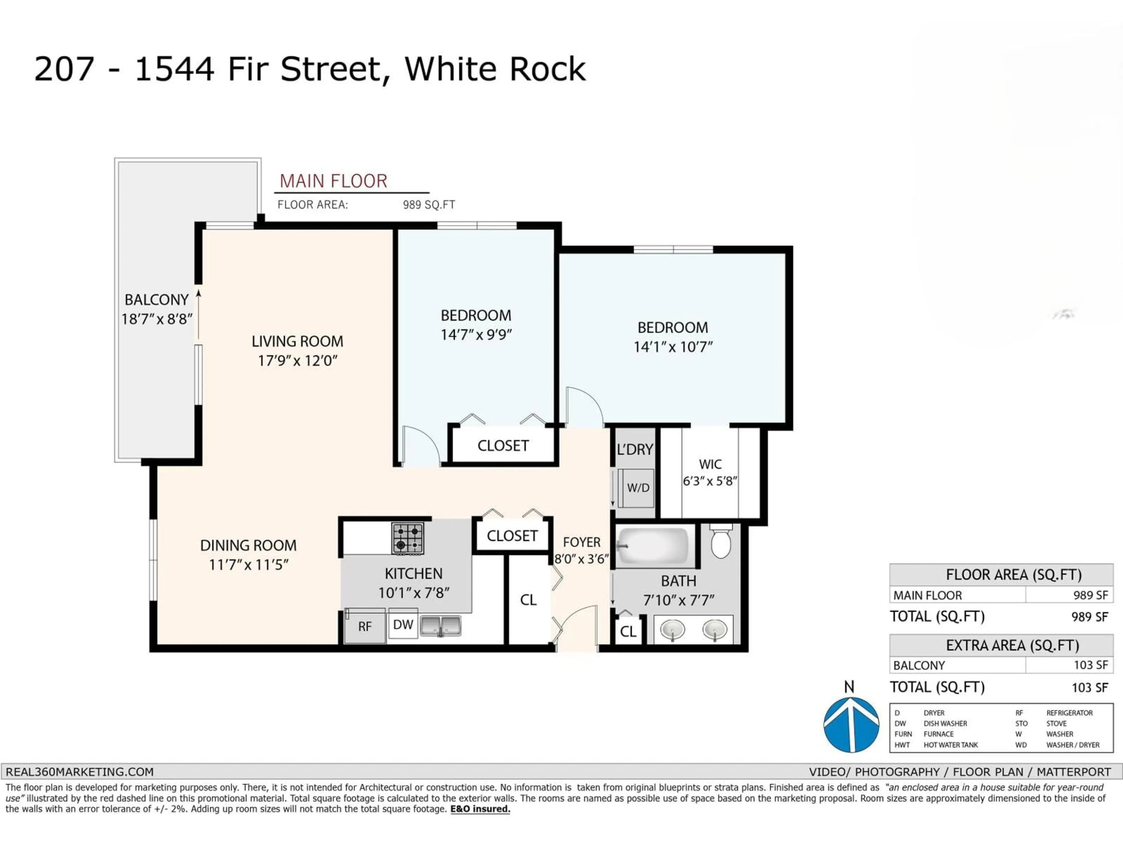 Floor plan for 207 - 1544 FIR STREET, White Rock British Columbia V4B4B7