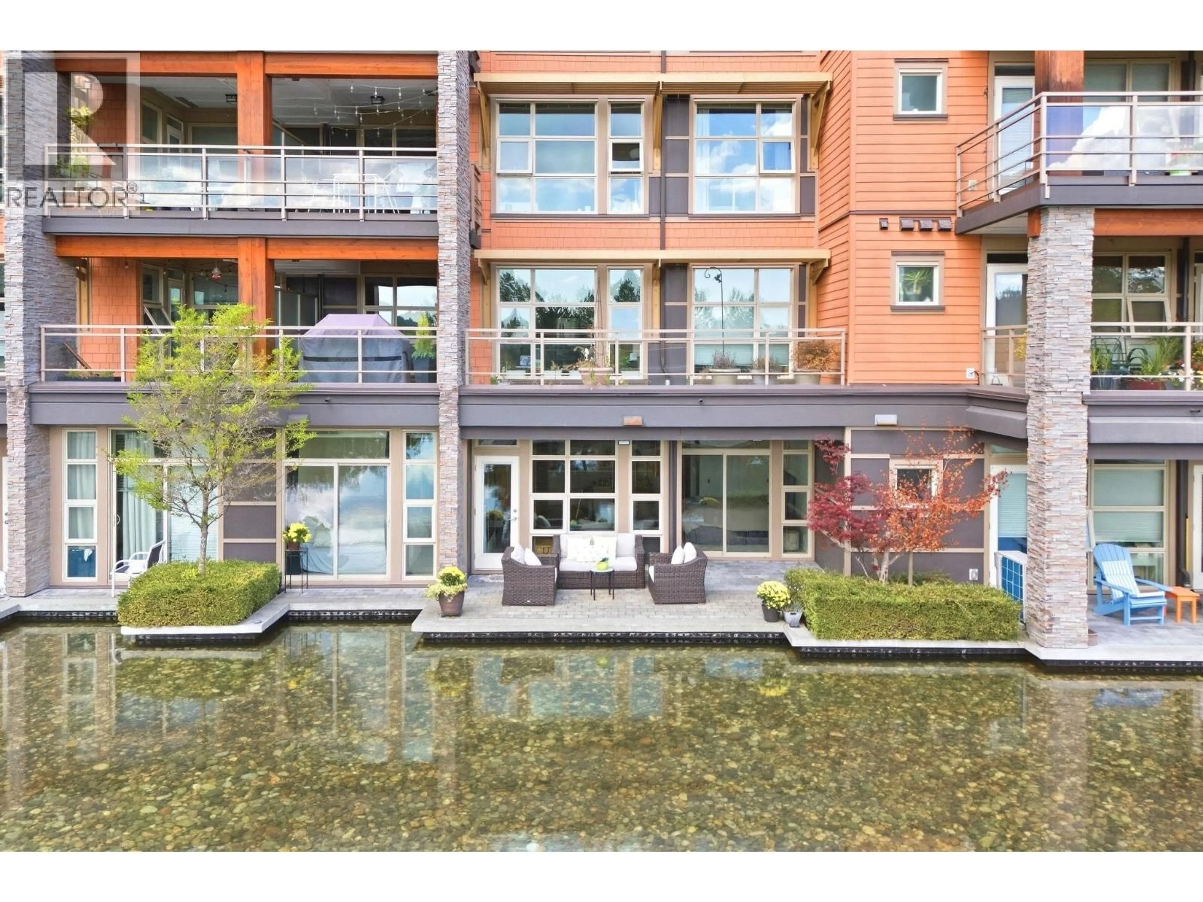 Patio, water/lake/river/ocean view for 115 - 3602 ALDERCREST DRIVE, North Vancouver British Columbia V7G0A2