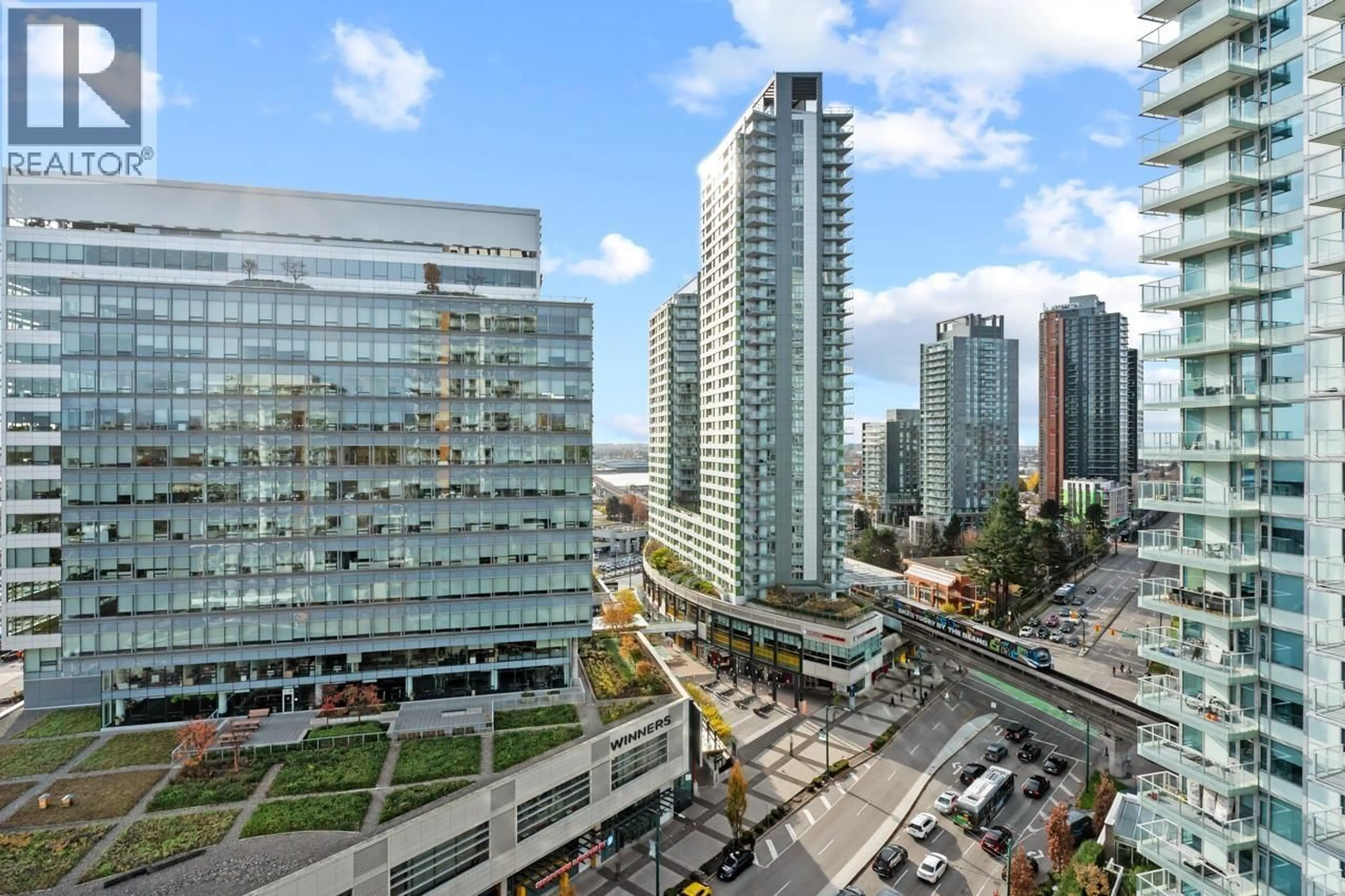 Patio, city buildings view from balcony for 2003 - 455 MARINE DRIVE, Vancouver British Columbia V5X0H3