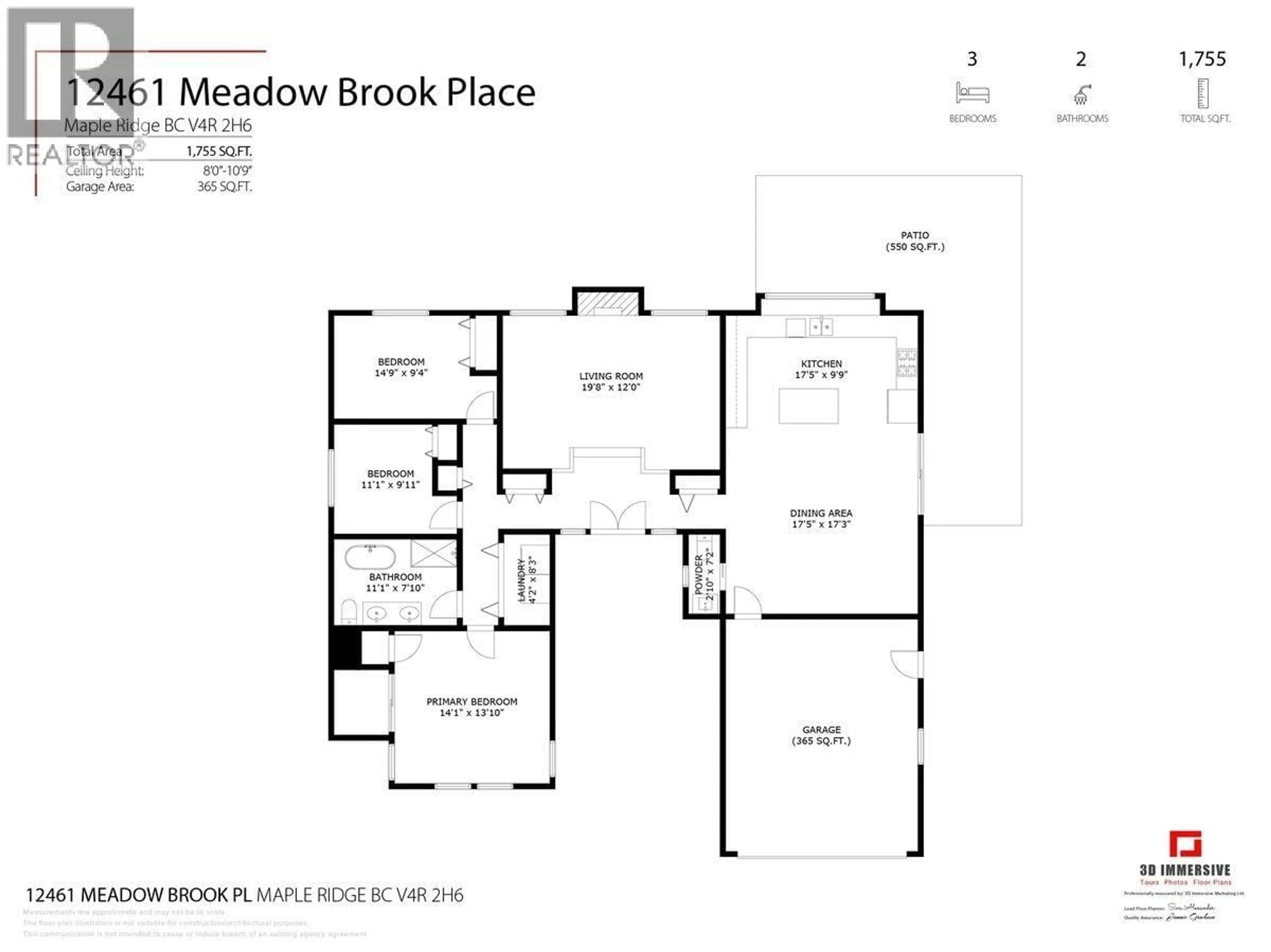 Floor plan for 12461 MEADOW BROOK PLACE, Maple Ridge British Columbia V4R2H6