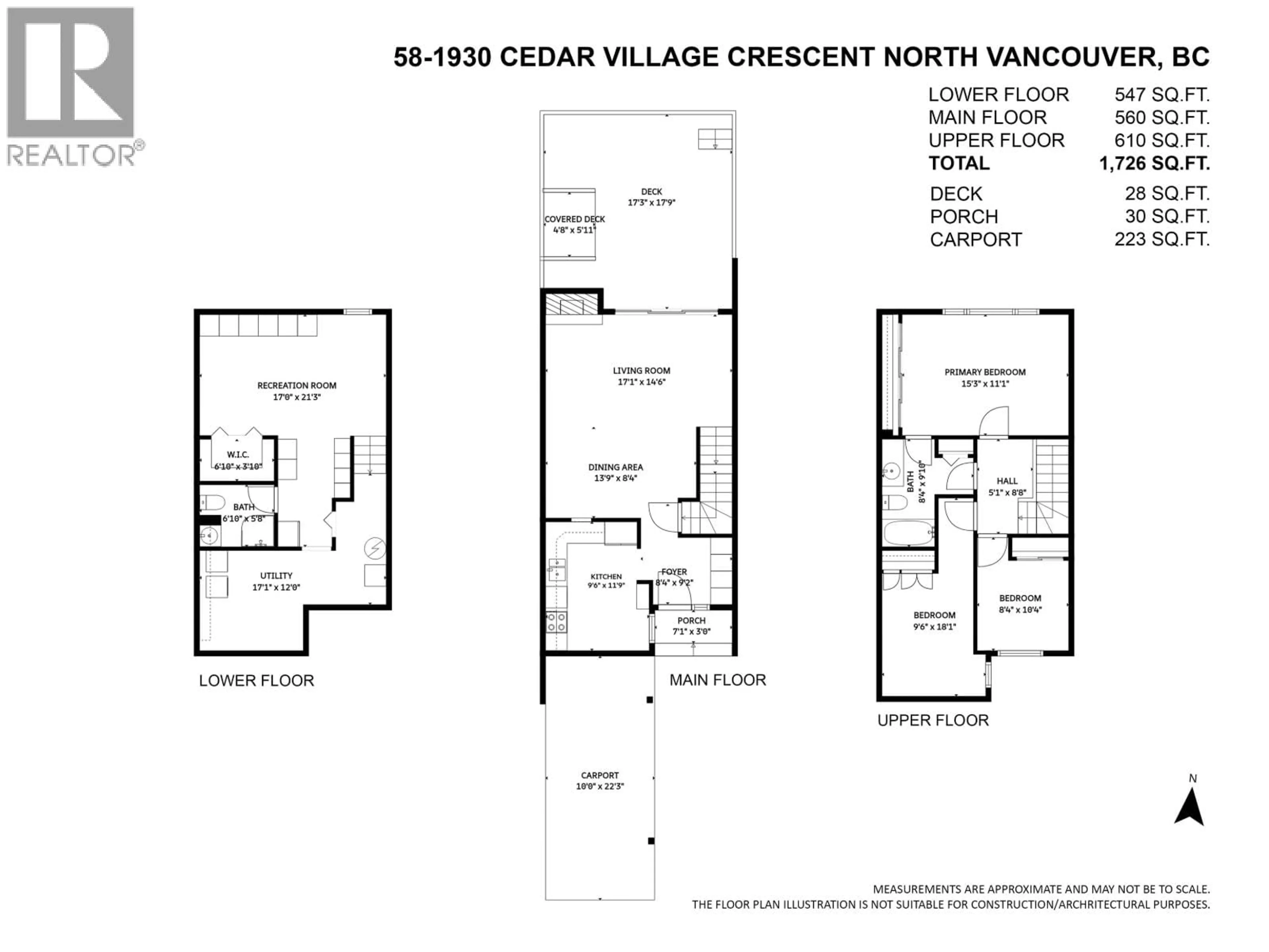 Floor plan for 58 - 1930 CEDAR VILLAGE CRESCENT, North Vancouver British Columbia V7J3M5