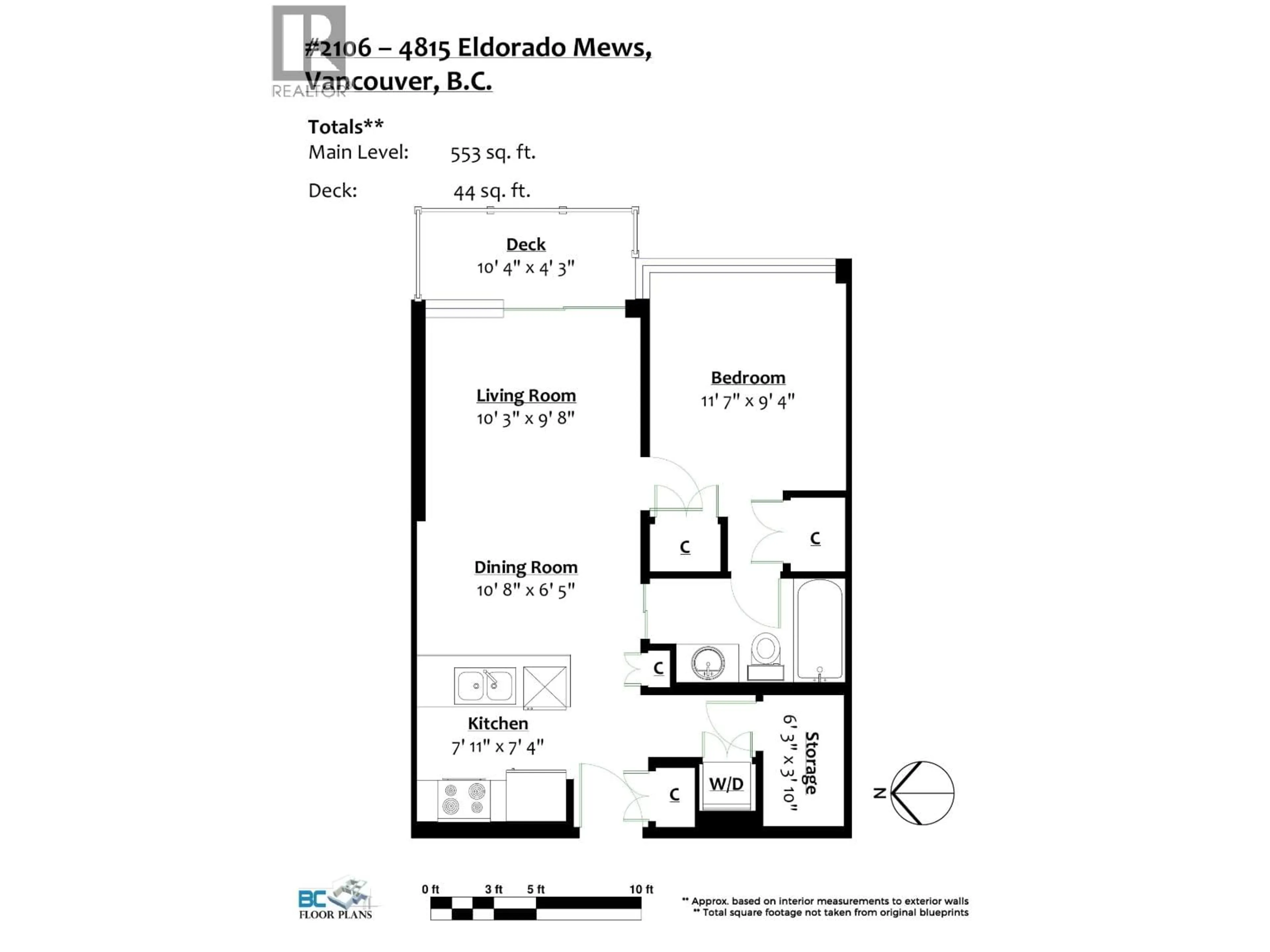 Floor plan for 2106 - 4815 ELDORADO MEWS, Vancouver British Columbia V5R0B2
