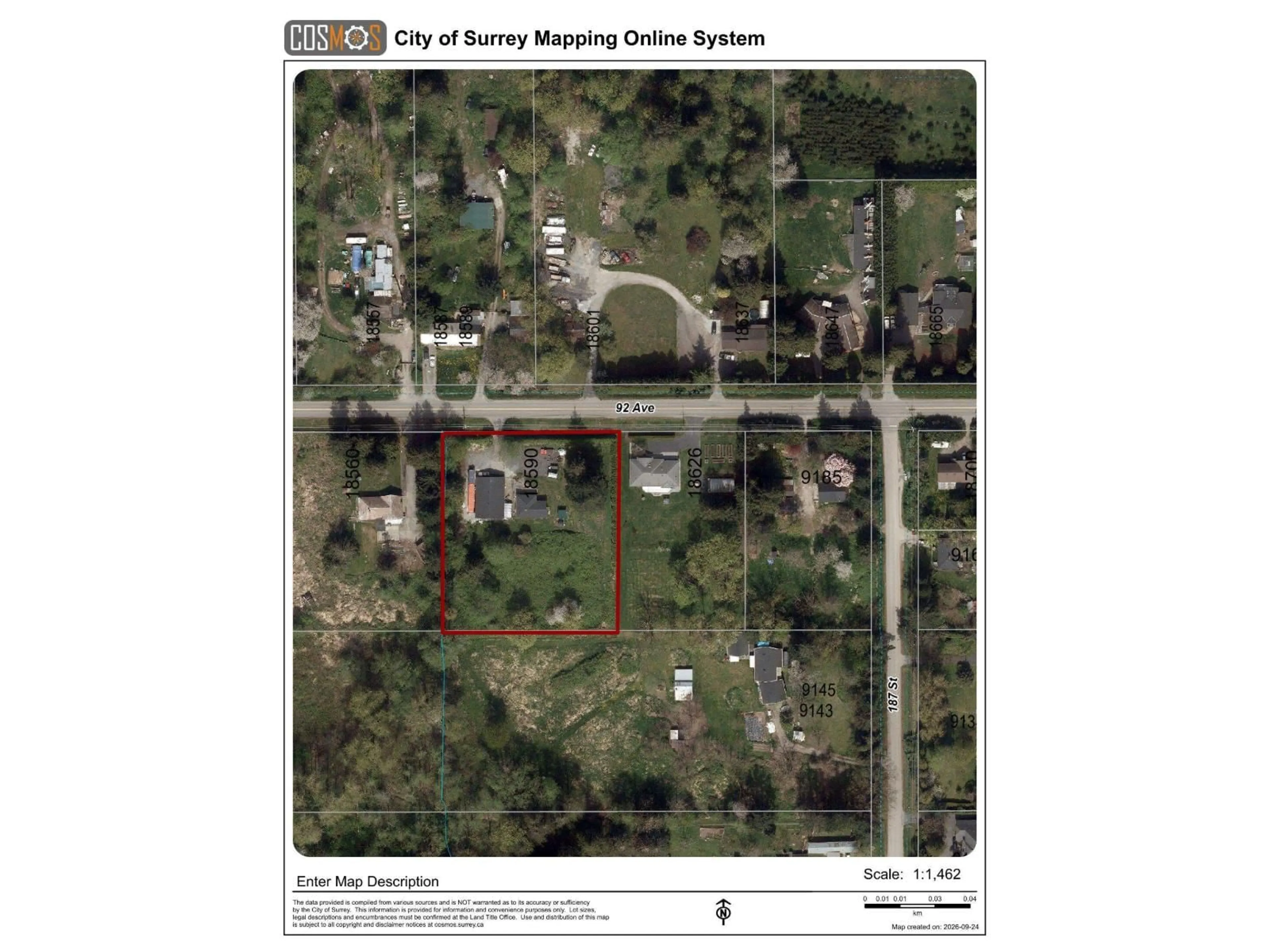 Picture of a map for 18590 92 AVENUE, Surrey British Columbia V4N3Z2