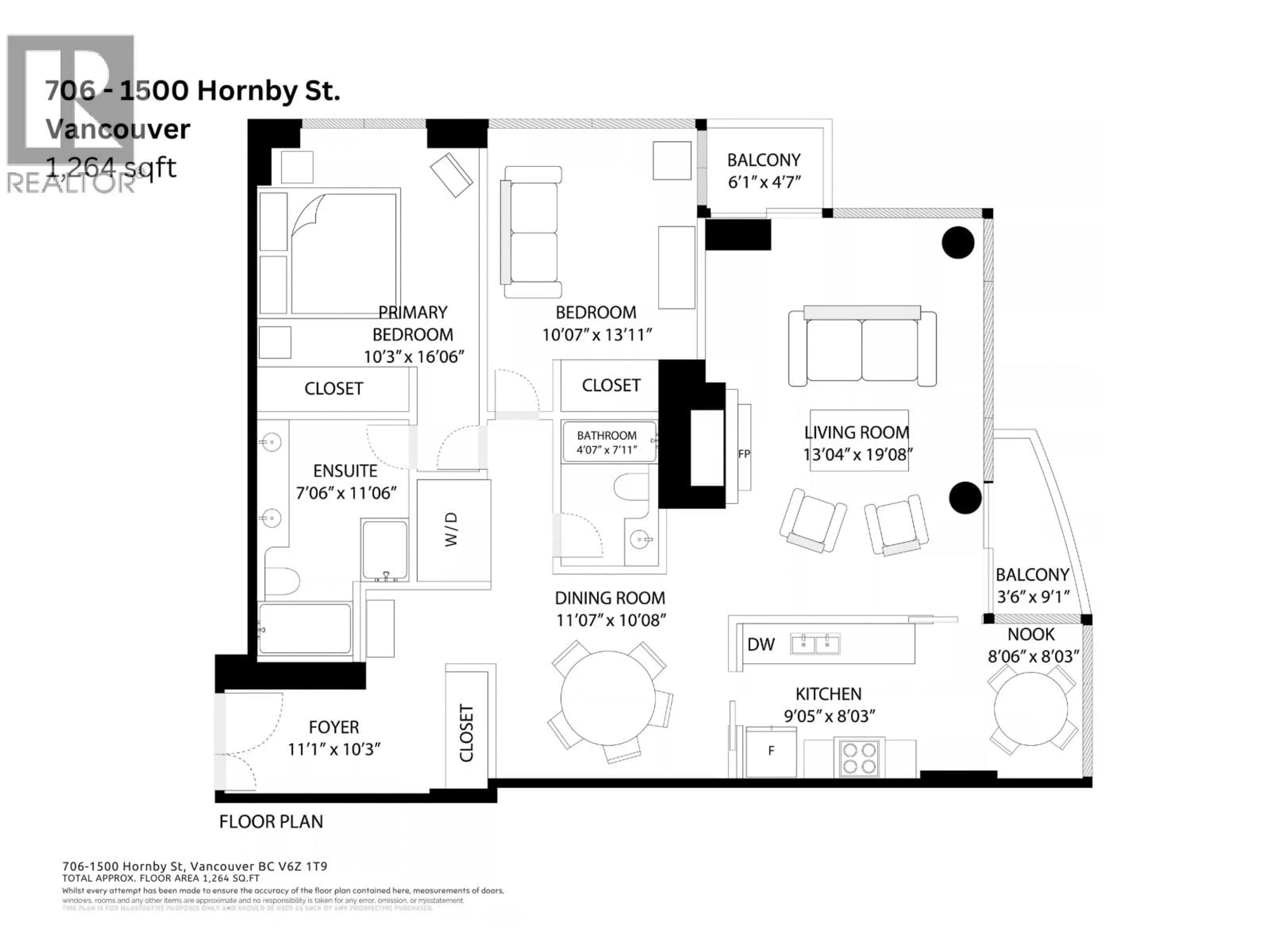 Floor plan for 706 - 1500 HORNBY STREET, Vancouver British Columbia V6Z2R1
