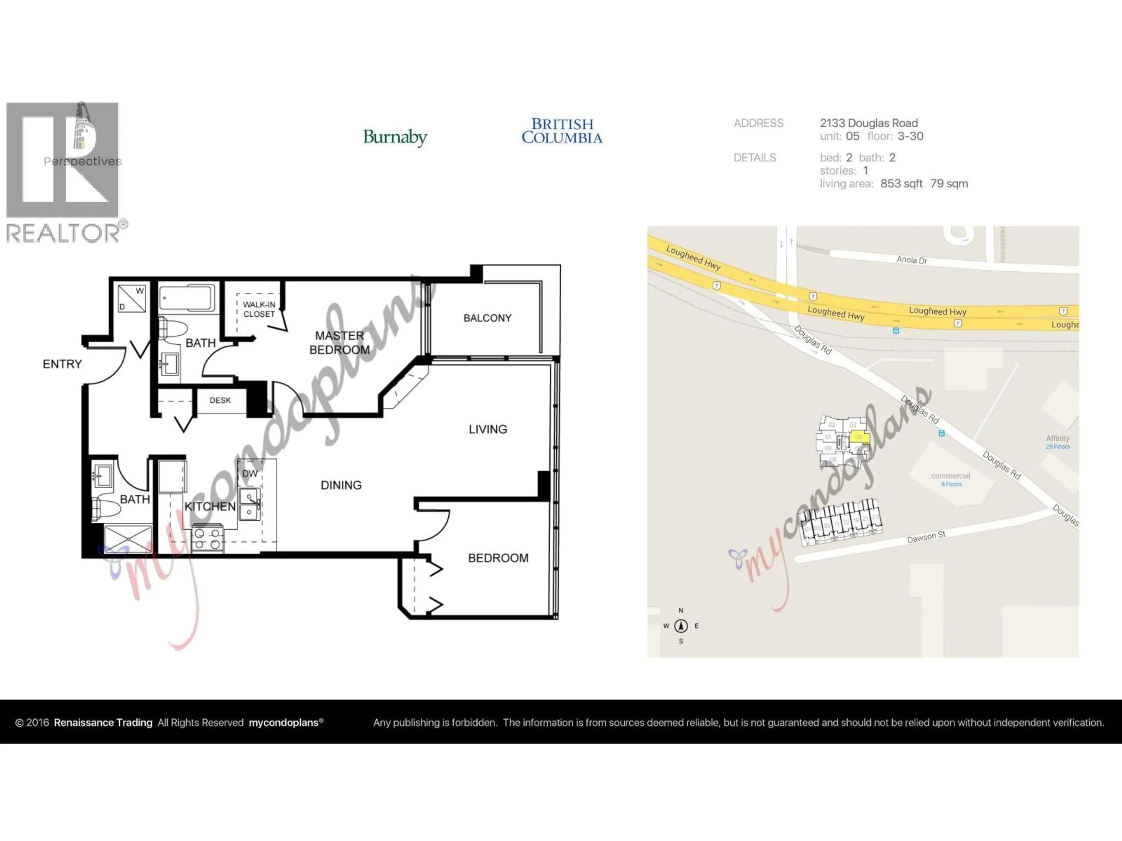 Floor plan for 2705 - 2133 DOUGLAS ROAD, Burnaby British Columbia V5C0E9