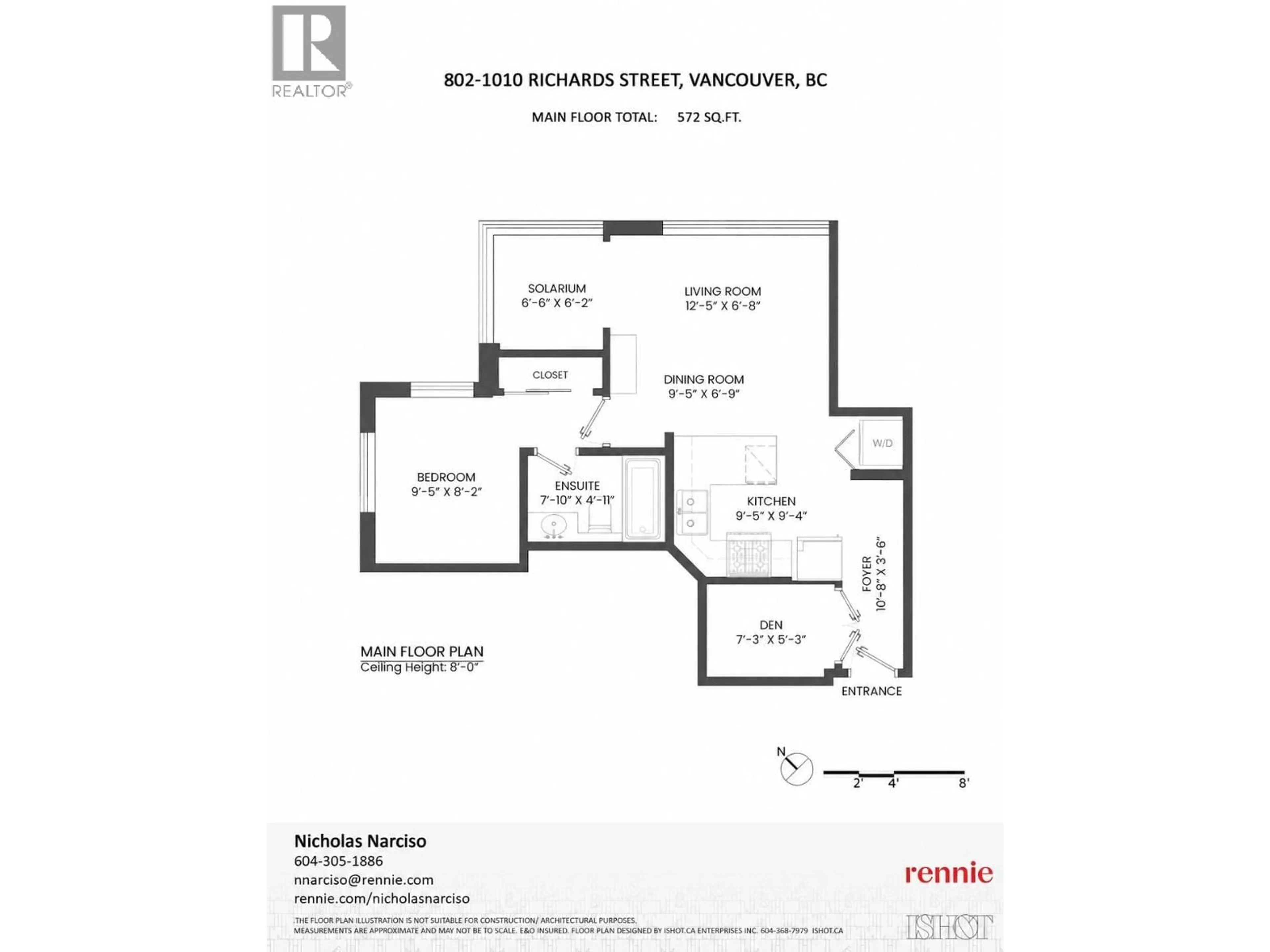 Floor plan for 802 - 1010 RICHARDS STREET, Vancouver British Columbia V6B1G2