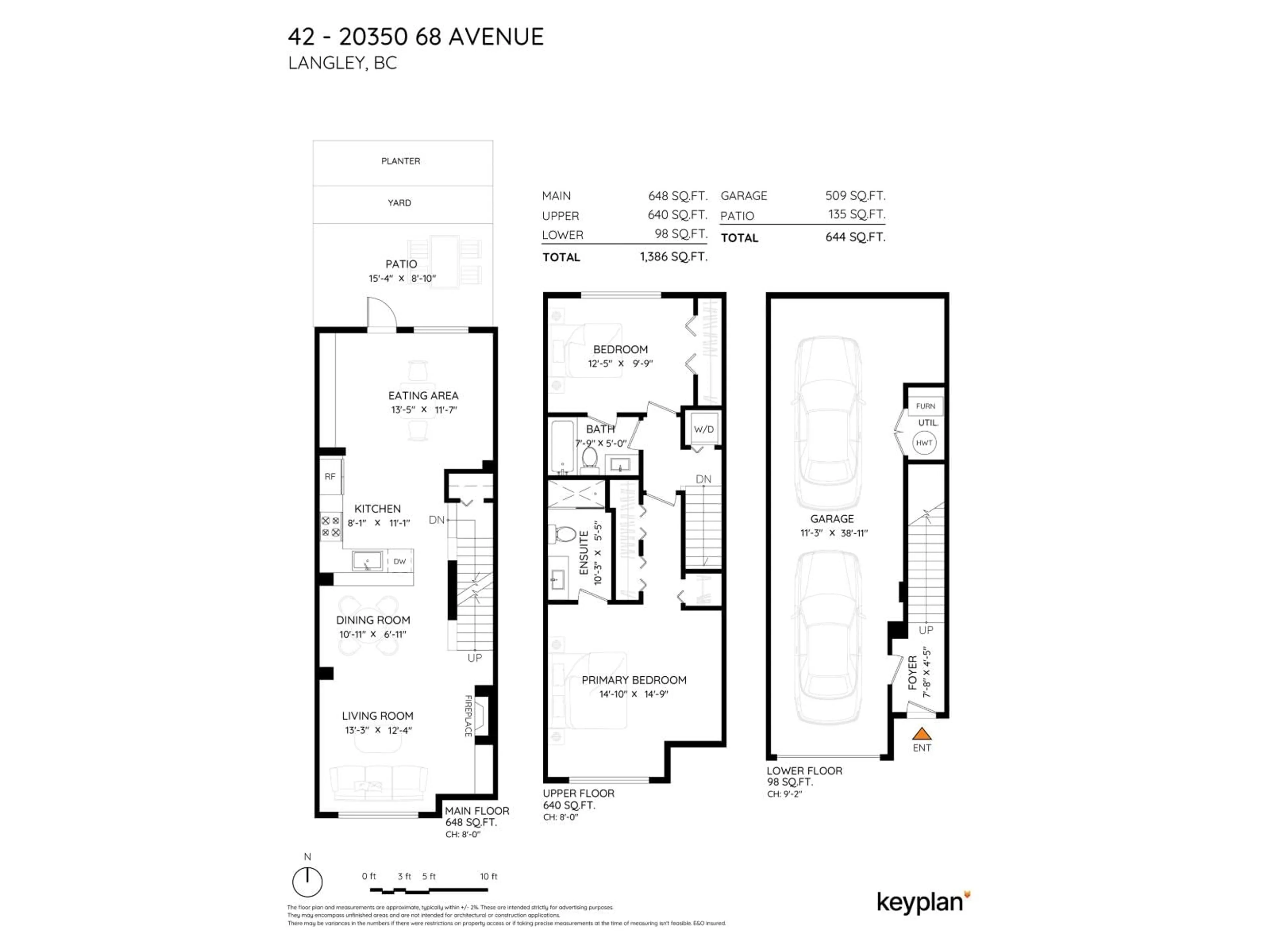 Floor plan for 42 - 20350 68 AVENUE, Langley British Columbia V2Y3A5