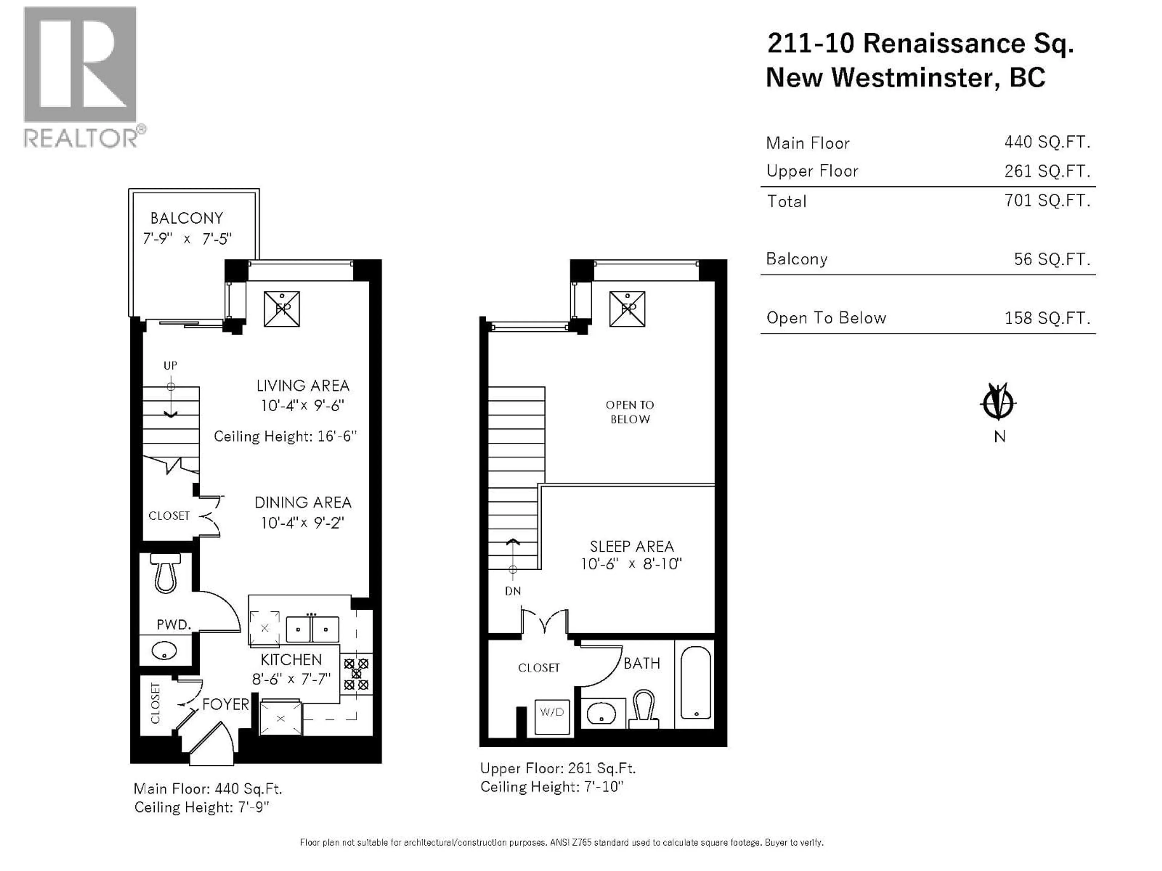 Floor plan for 211 - 10 RENAISSANCE SQUARE, New Westminster British Columbia V3M7B1