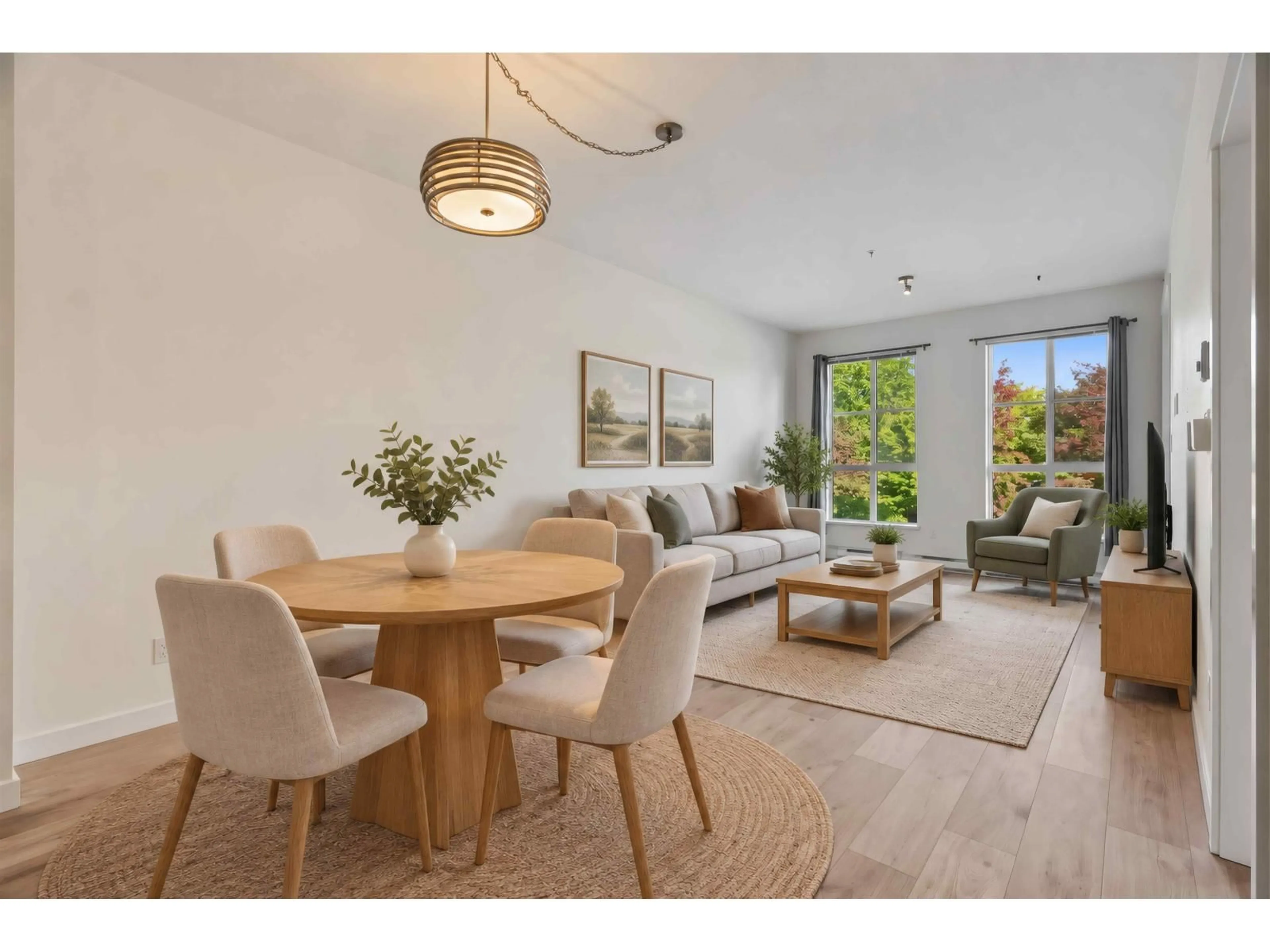 Living room with furniture, wood/laminate floor for 216 - 15138 34 AVENUE, Surrey British Columbia V3Z0Y5