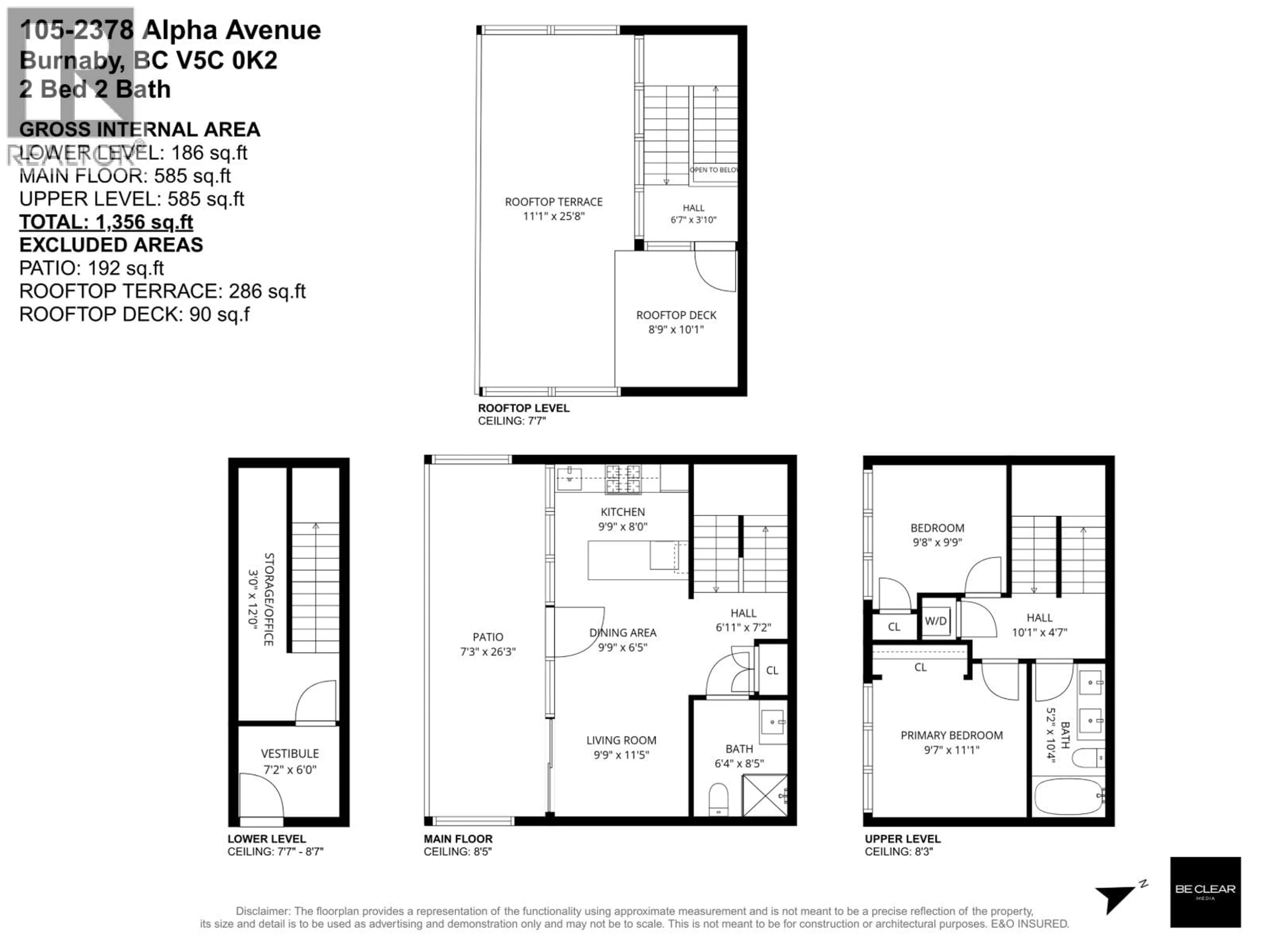 Floor plan for 105 - 2378 ALPHA AVENUE, Burnaby British Columbia V5C0K2
